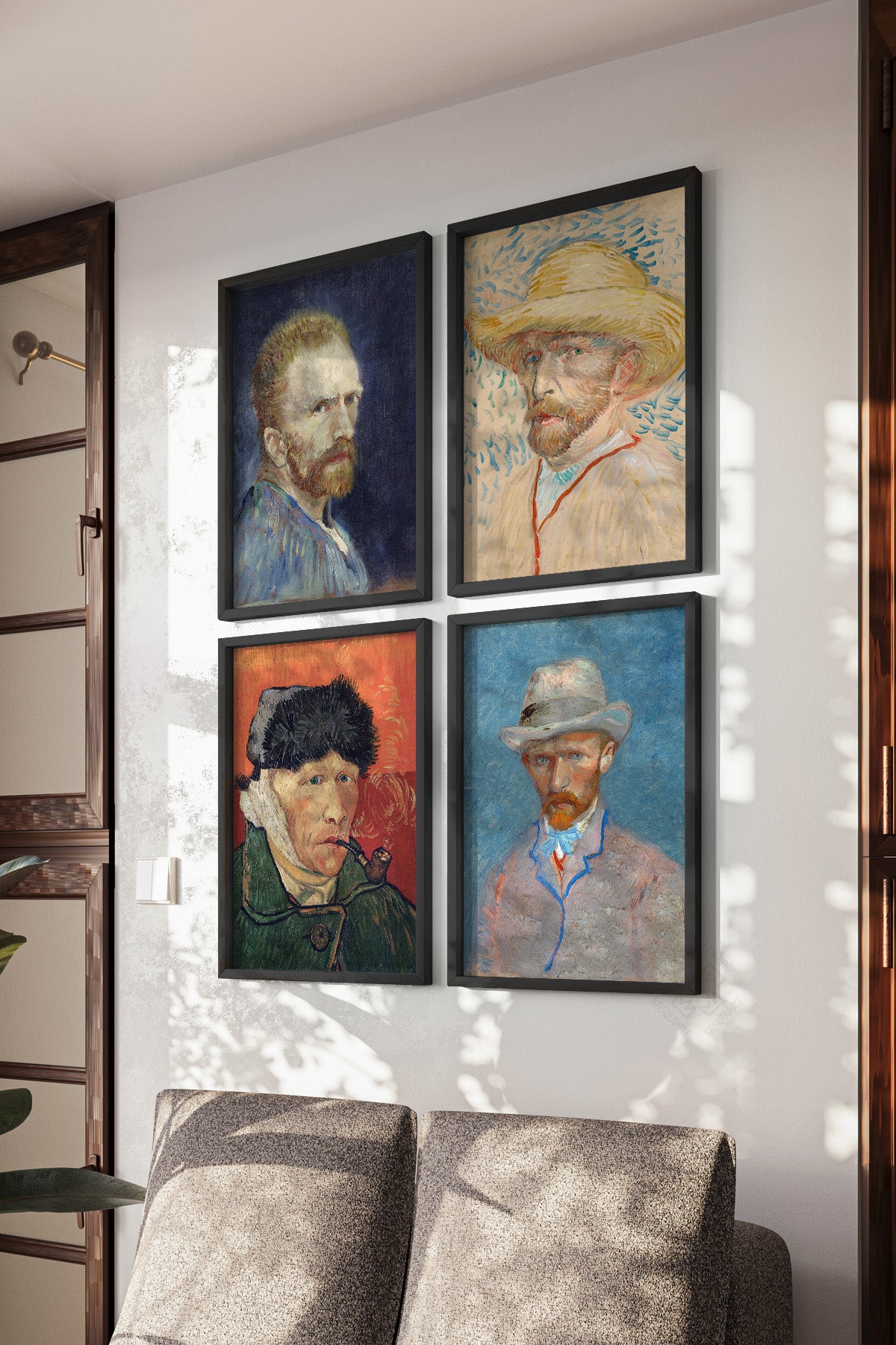 Van Gogh 4'lü Siyah Çerçeveli Poster, Tablo Seti No:47