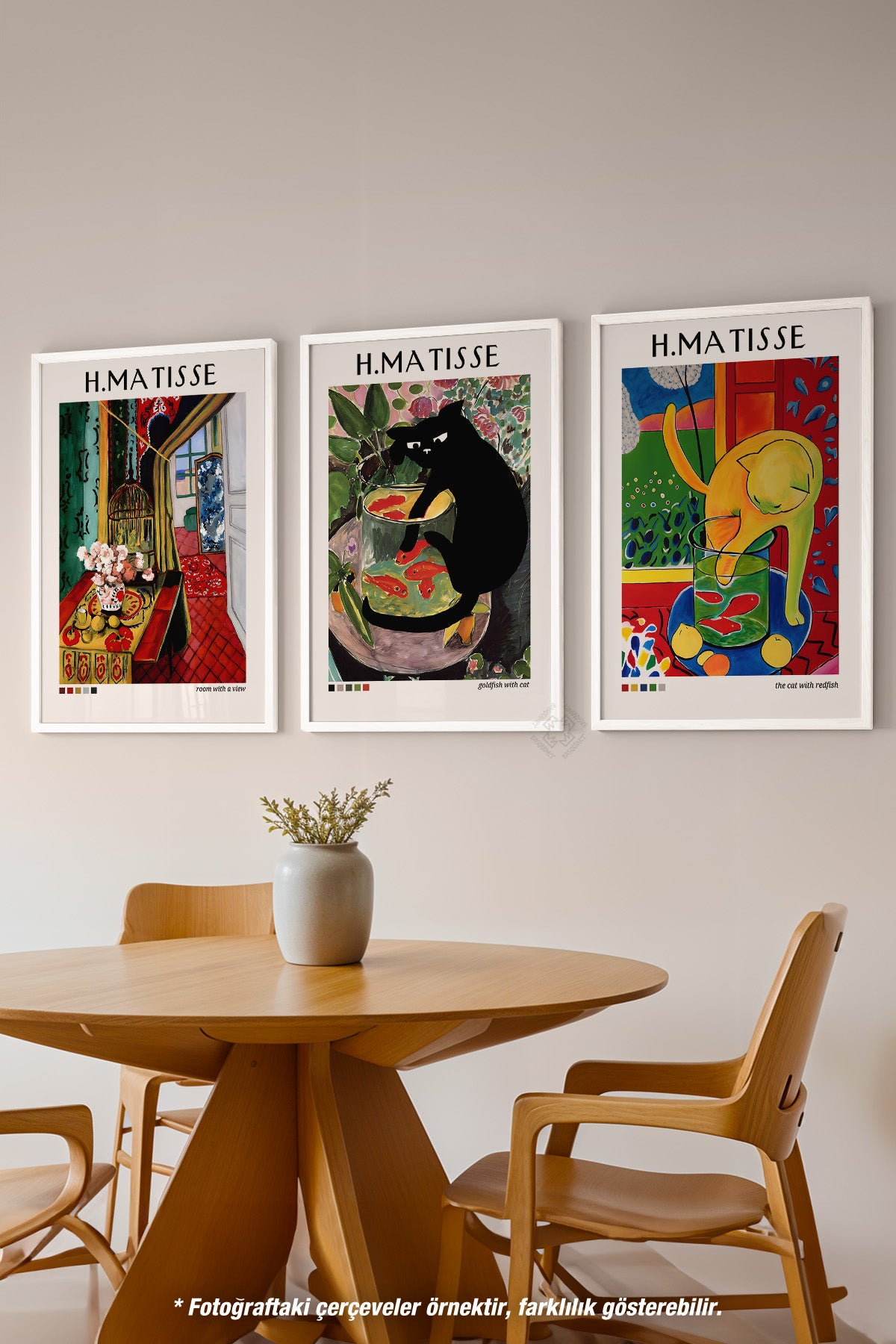 Matisse 3'lü Beyaz Çerçeveli Poster, Tablo Seti No:39