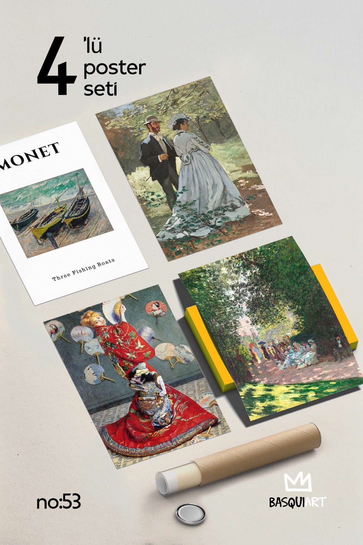 Monet 4'lü Poster Seti, Duvar Dekoru No:53