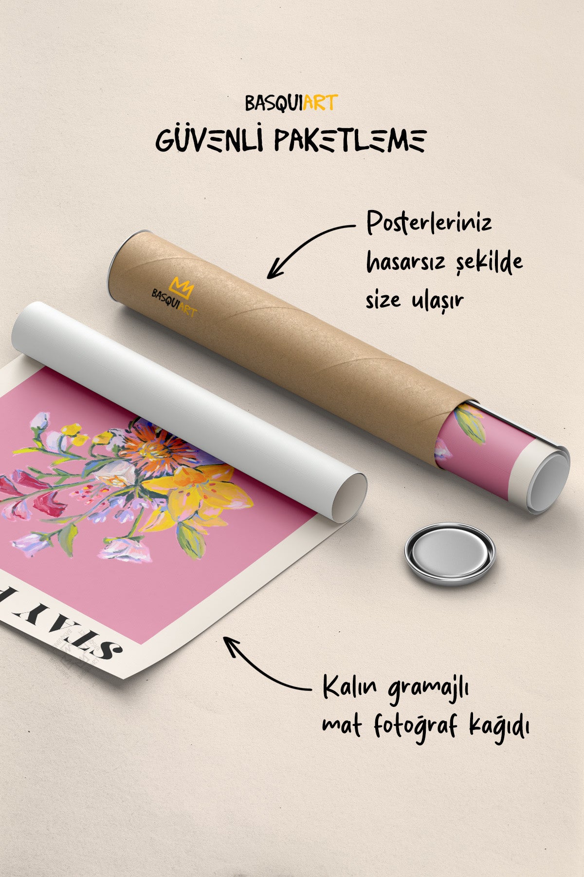 Pembe Tonlar Modern 6'lı Poster Seti, Duvar Dekoru No:1