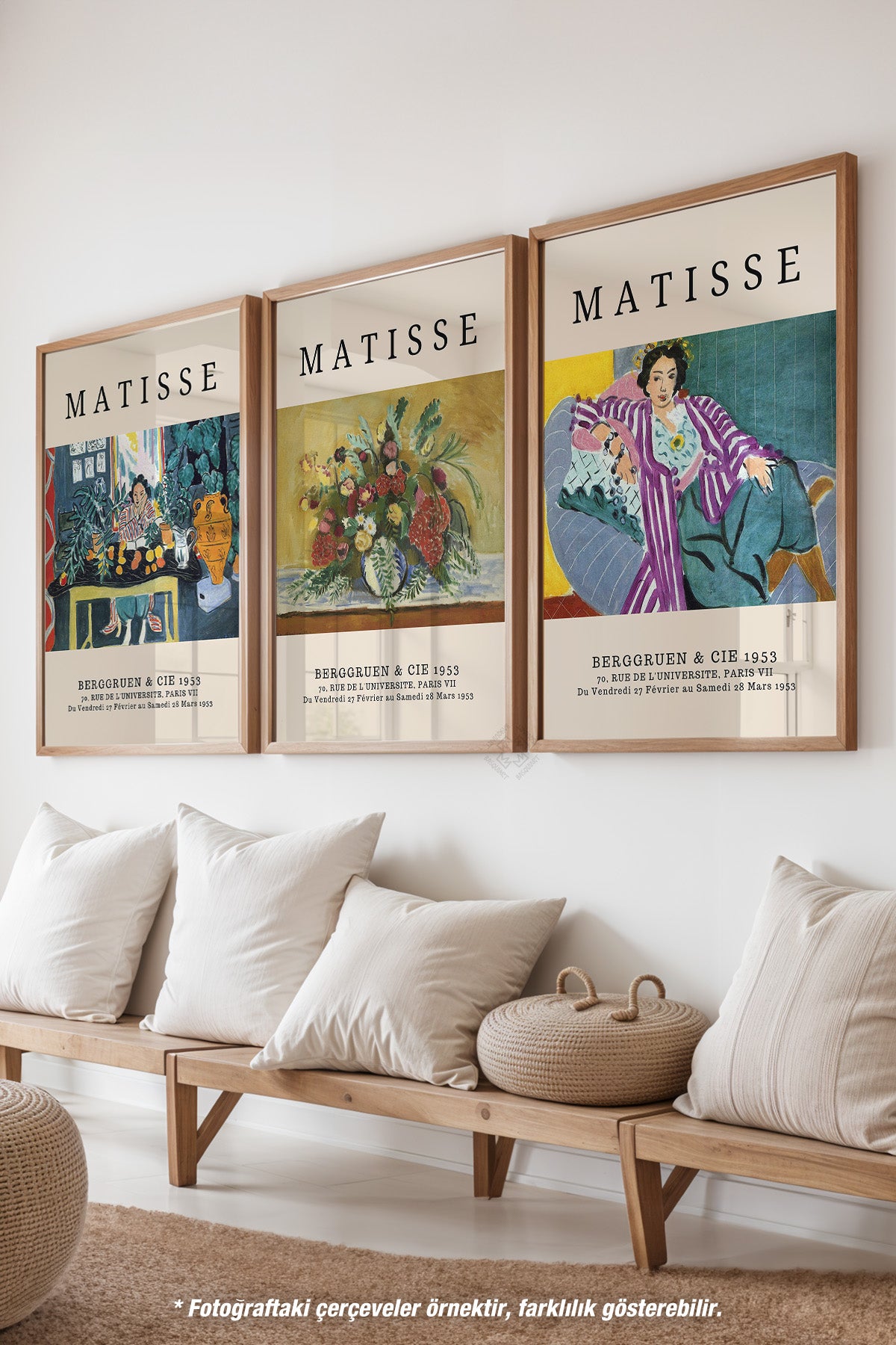 Matisse 3'lü Ahşap Çerçeveli Poster, Tablo Seti No:12