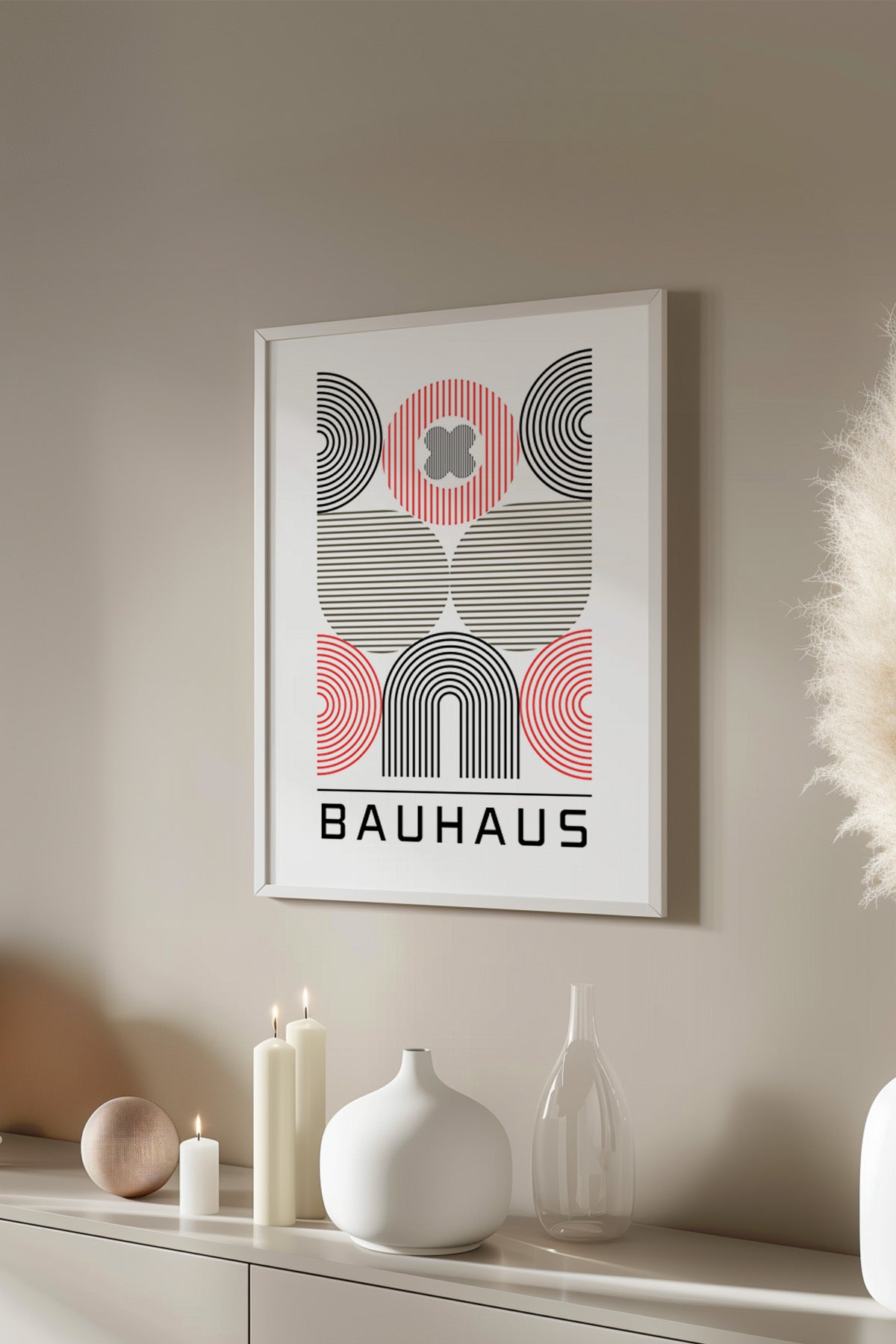 Bauhaus Serisi Beyaz Çerçeveli Poster, Tablo No:116