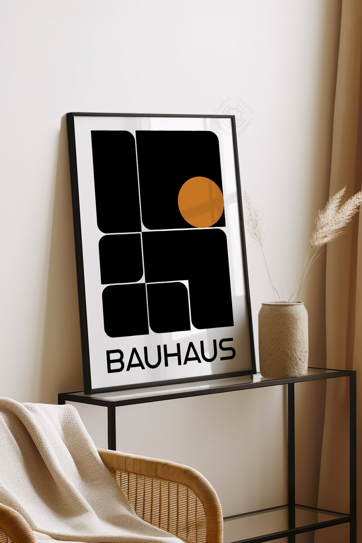 Bauhaus Serisi Siyah Çerçeveli Poster, Tablo No:82