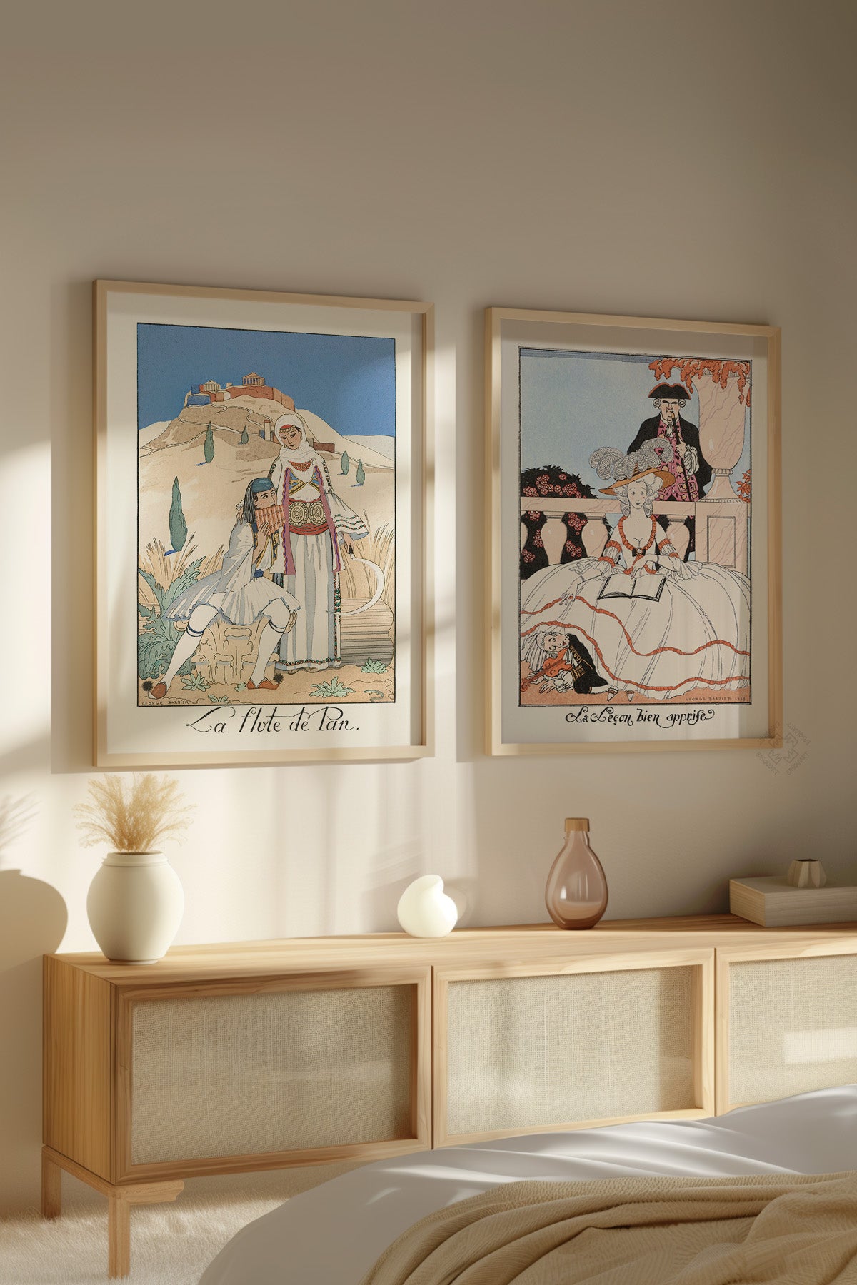 Vintage İllüstrasyon 2'li Ahşap Çerçeveli Poster, Tablo Seti No:40