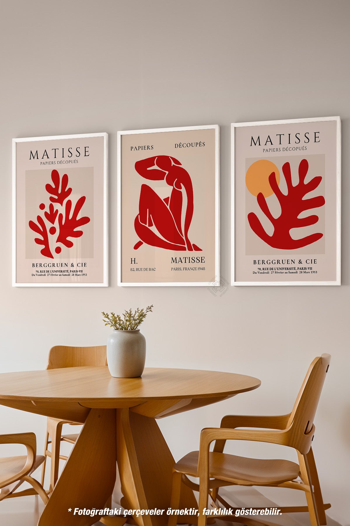 Matisse Vintage 3'lü Beyaz Çerçeveli Poster, Tablo Seti No:22