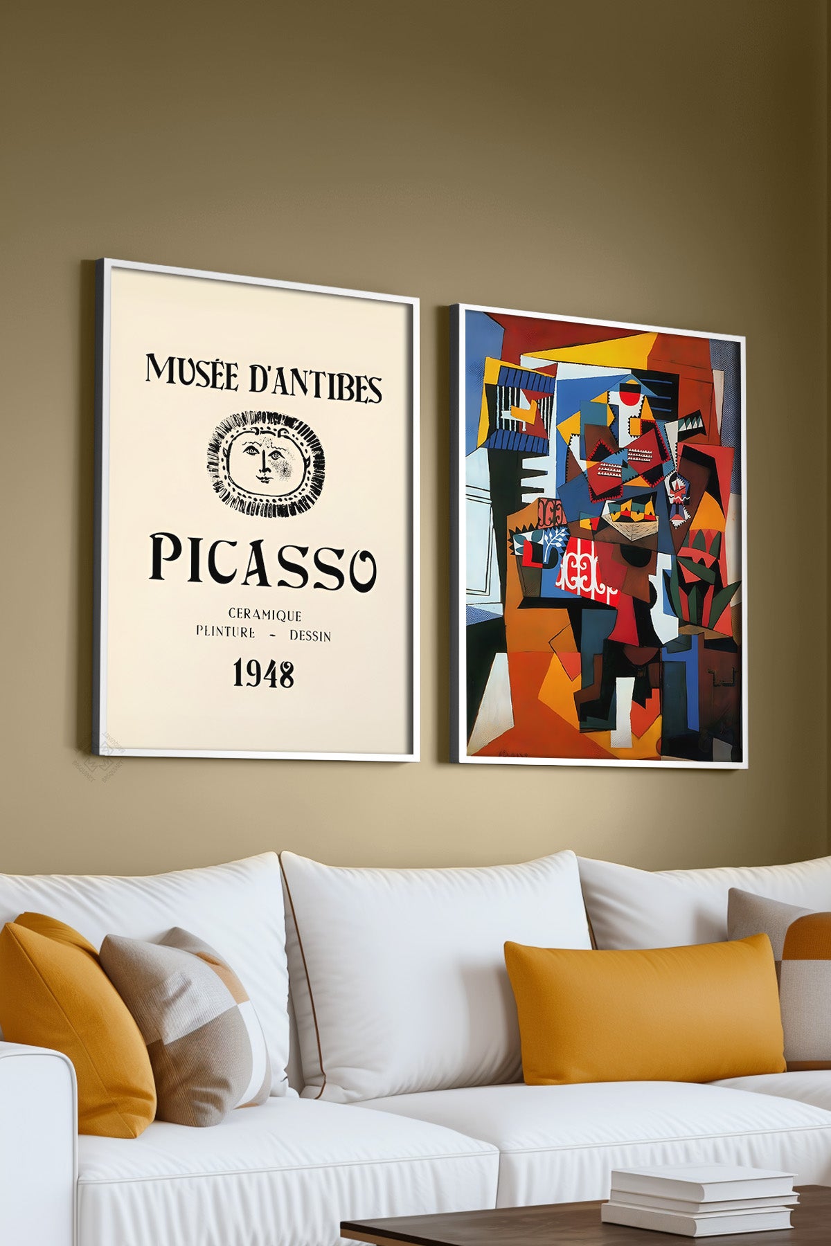 Picasso 2'li Beyaz Çerçeveli Poster, Sanatsal Tablo Seti No:11