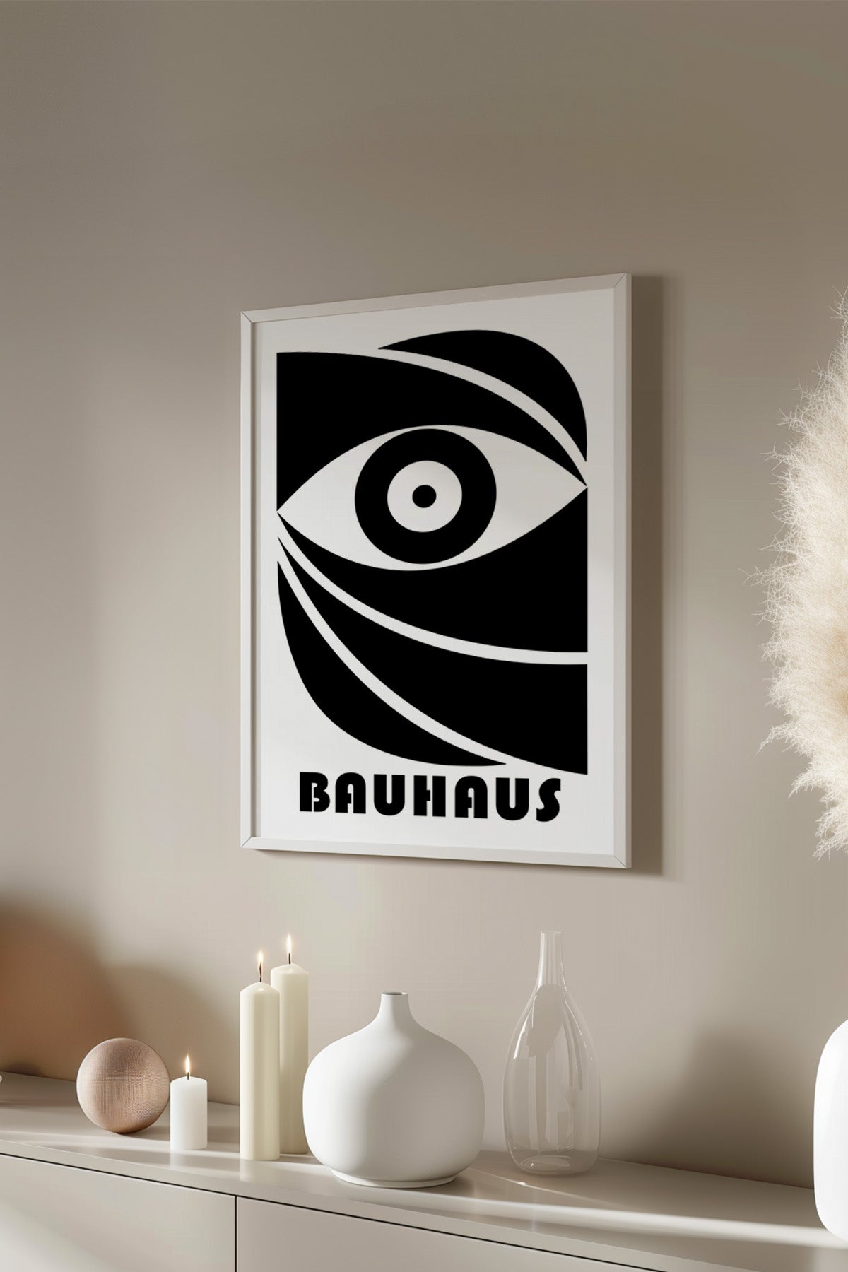 Bauhaus Serisi Beyaz Çerçeveli Poster, Tablo No:61