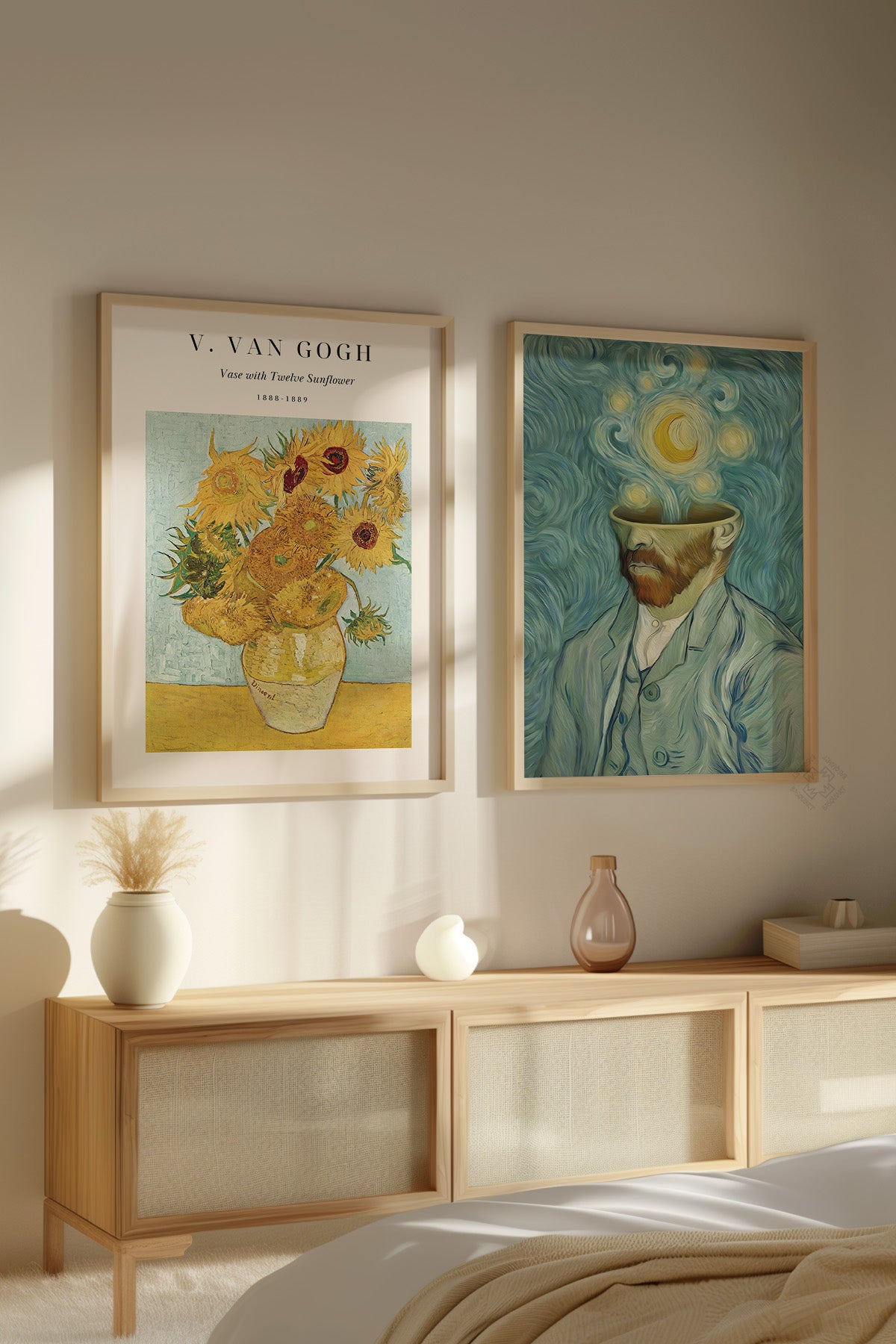 Van Gogh 2'li Ahşap Çerçeveli Poster, Tablo Seti No:1