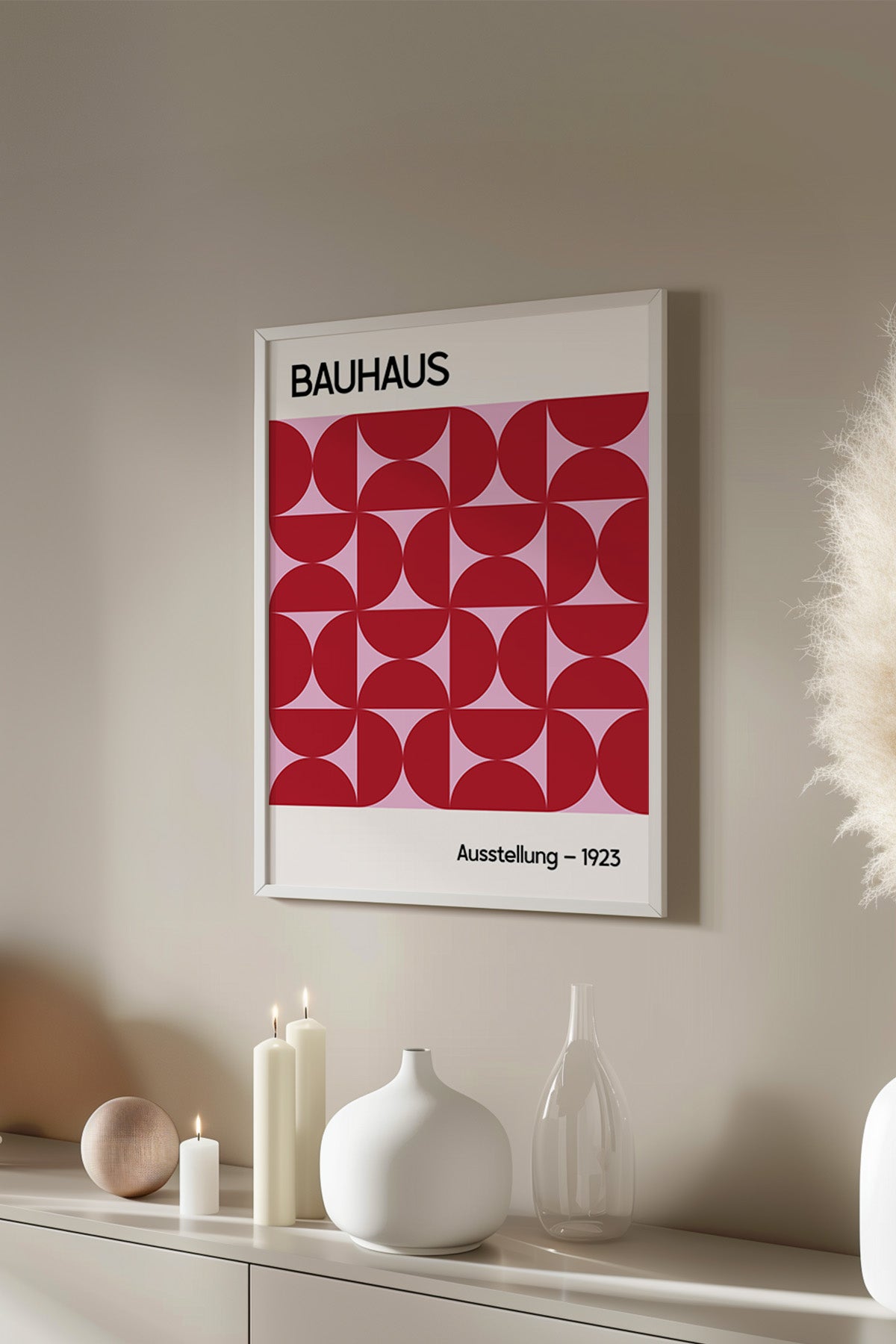 Bauhaus Serisi Beyaz Çerçeveli Poster, Tablo No:123