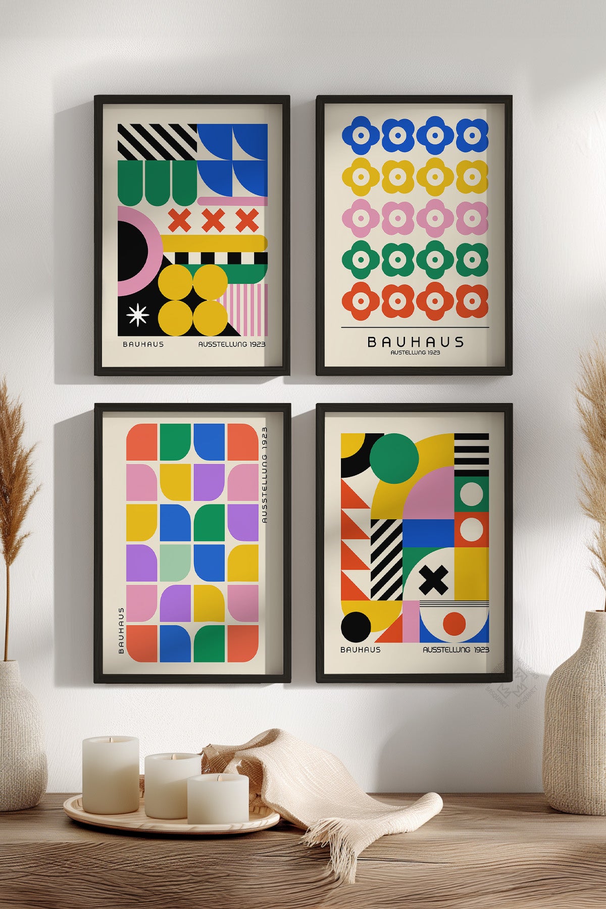 Bauhaus Afiş 4'lü Siyah Çerçeveli Poster, Tablo Seti No:25
