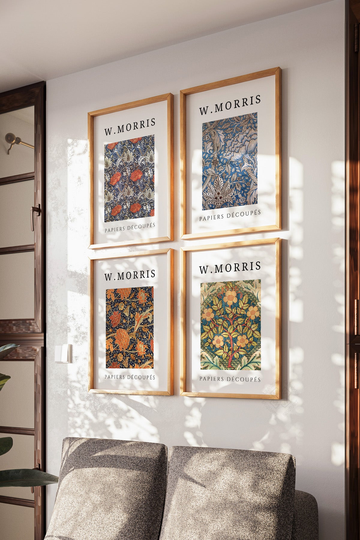 W Morris 4'lü Ahşap Çerçeveli Poster, Tablo Seti No:40