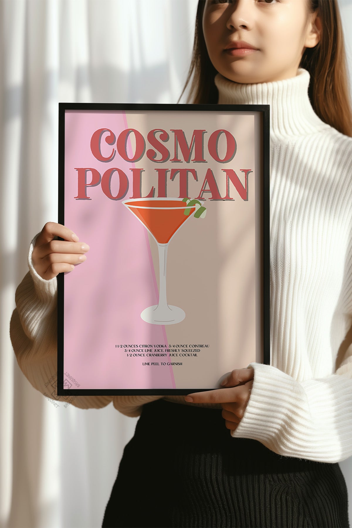 Kokteyl Serisi Siyah Çerçeveli Poster, Tablo, Cafe, Restoran, Mutfak Duvar Dekoru No:53
