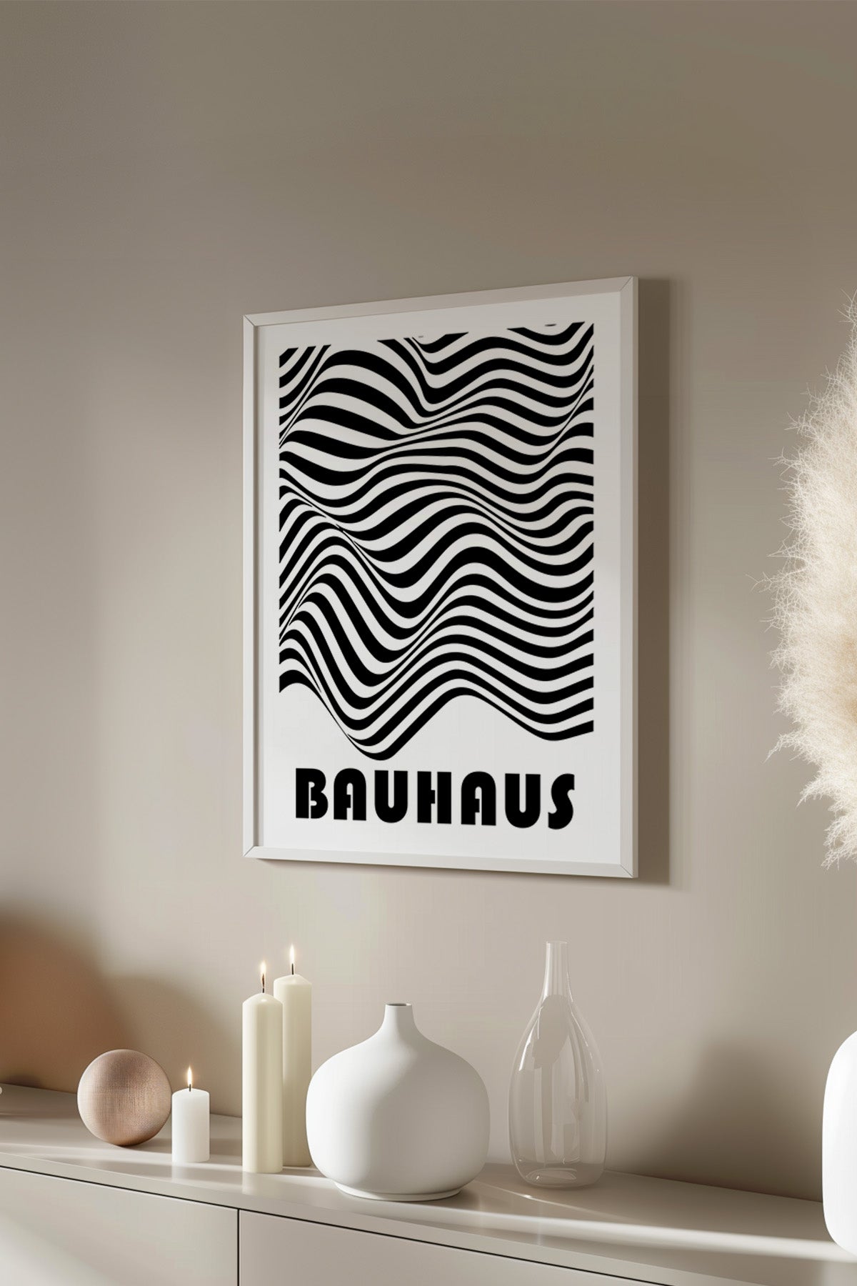 Bauhaus Serisi Beyaz Çerçeveli Poster, Tablo No:69