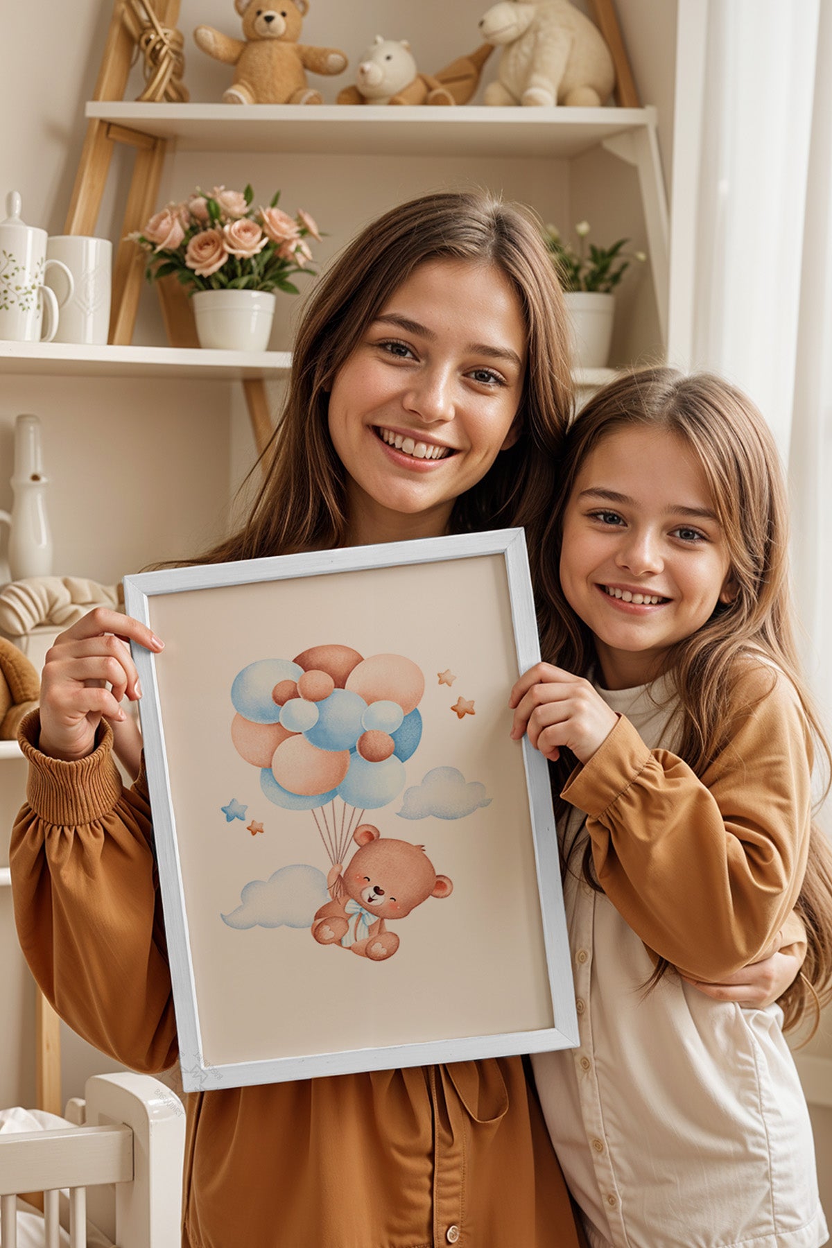 Çocuk Odası, Bebek Odası Beyaz Çerçeveli Poster, Tablo No:3