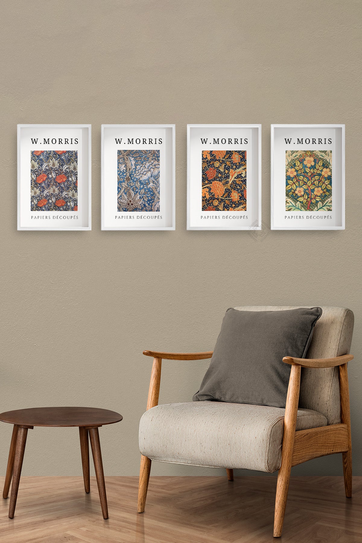 W Morris 4'lü Beyaz Çerçeveli Poster, Tablo Seti No:40