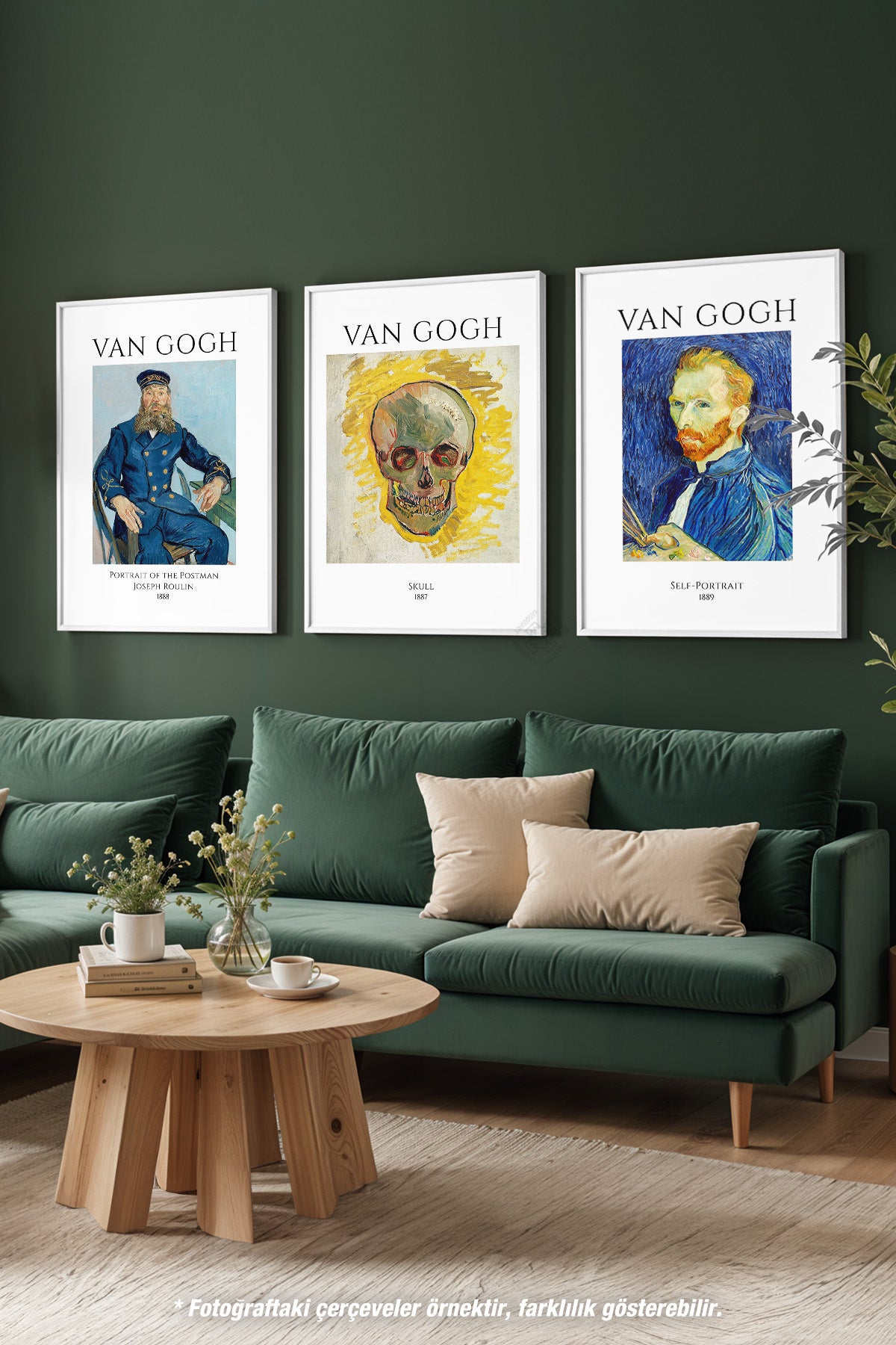 Vincent Van Gogh 3'lü Beyaz Çerçeveli Poster, Tablo Seti No:2