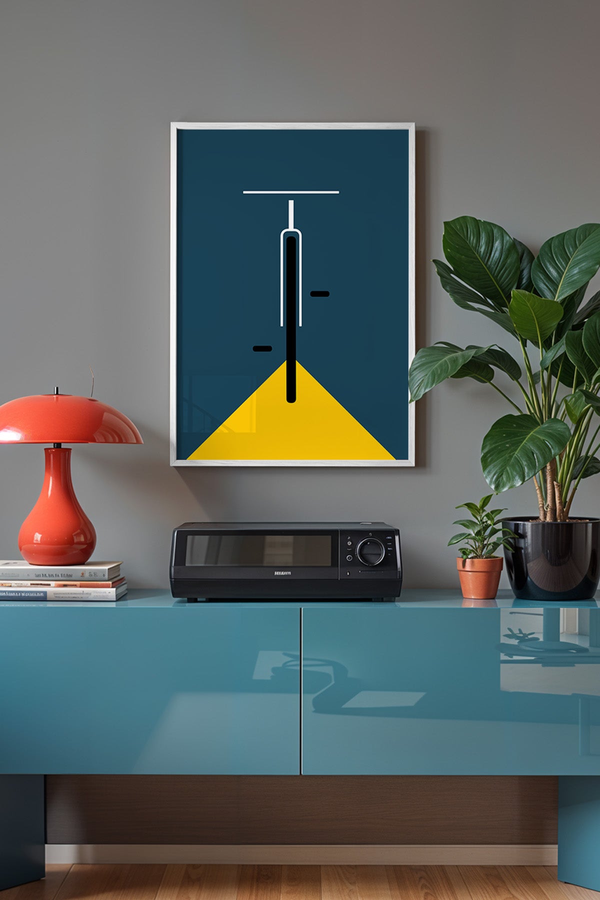 Bauhaus Serisi Beyaz Çerçeveli Poster, Tablo No:56