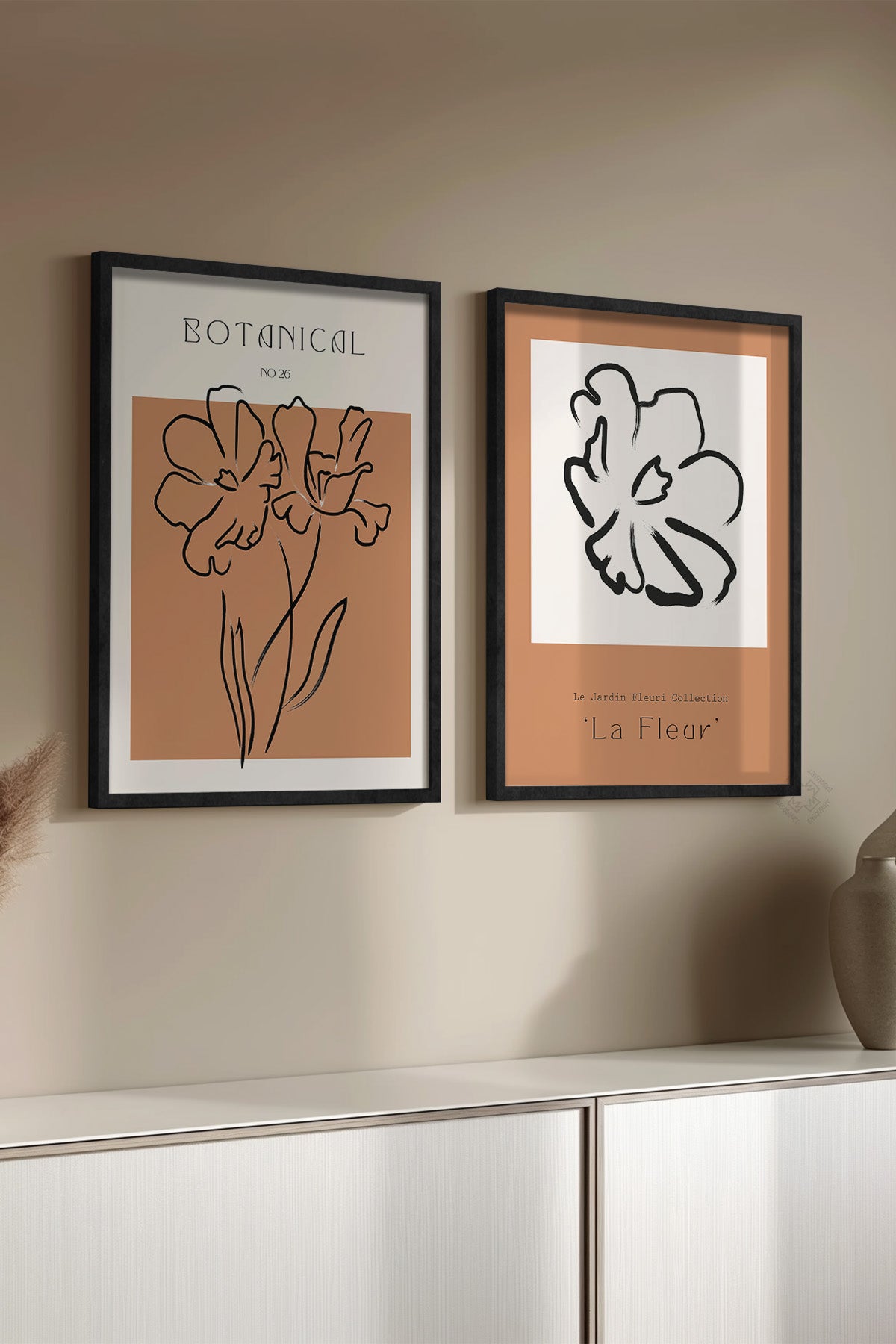Boho 2'li Siyah Çerçeveli Poster, Tablo Seti No:17