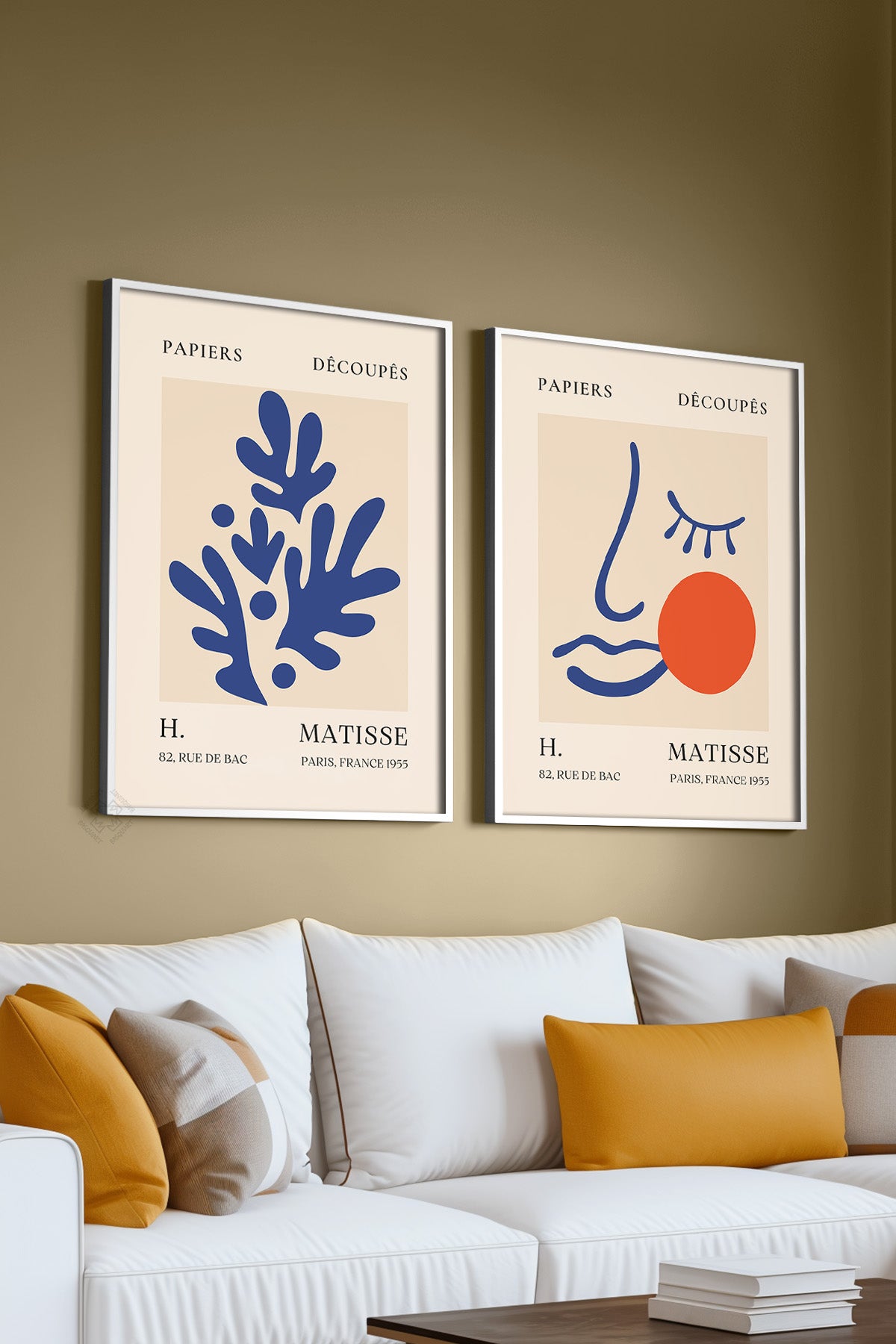 Mavi Matisse 2'li Beyaz Çerçeveli Poster, Tablo Seti No:27