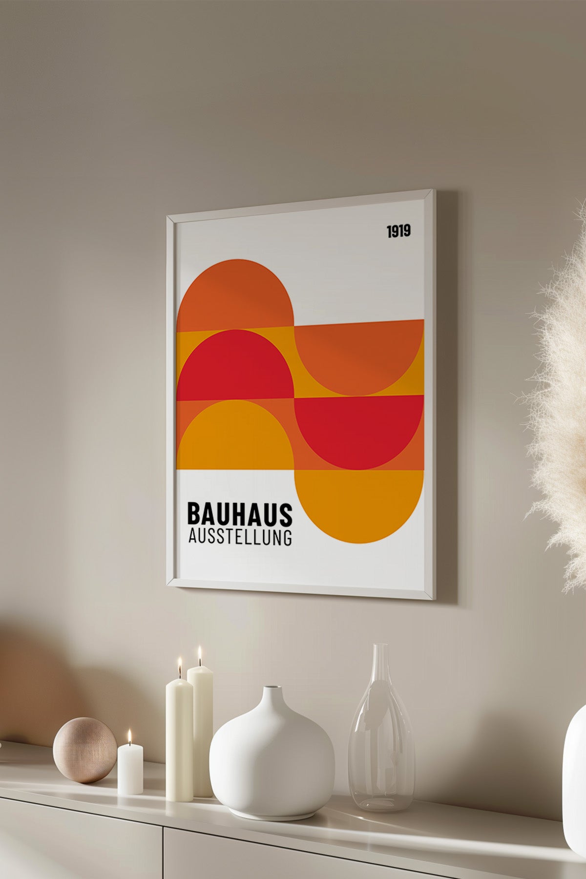 Bauhaus Serisi Beyaz Çerçeveli Poster, Tablo No:86