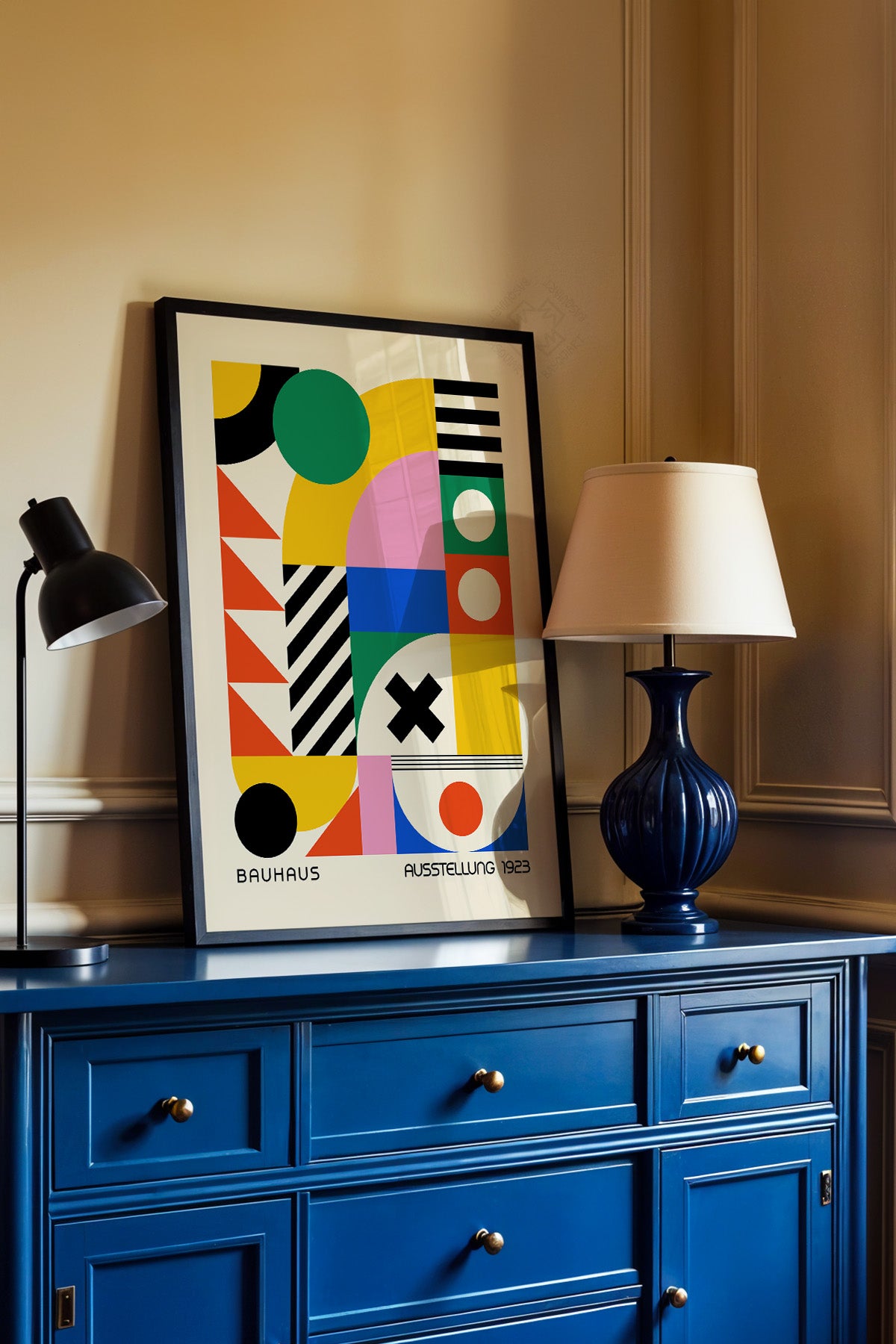 Bauhaus Serisi Siyah Çerçeveli Poster, Tablo No:98