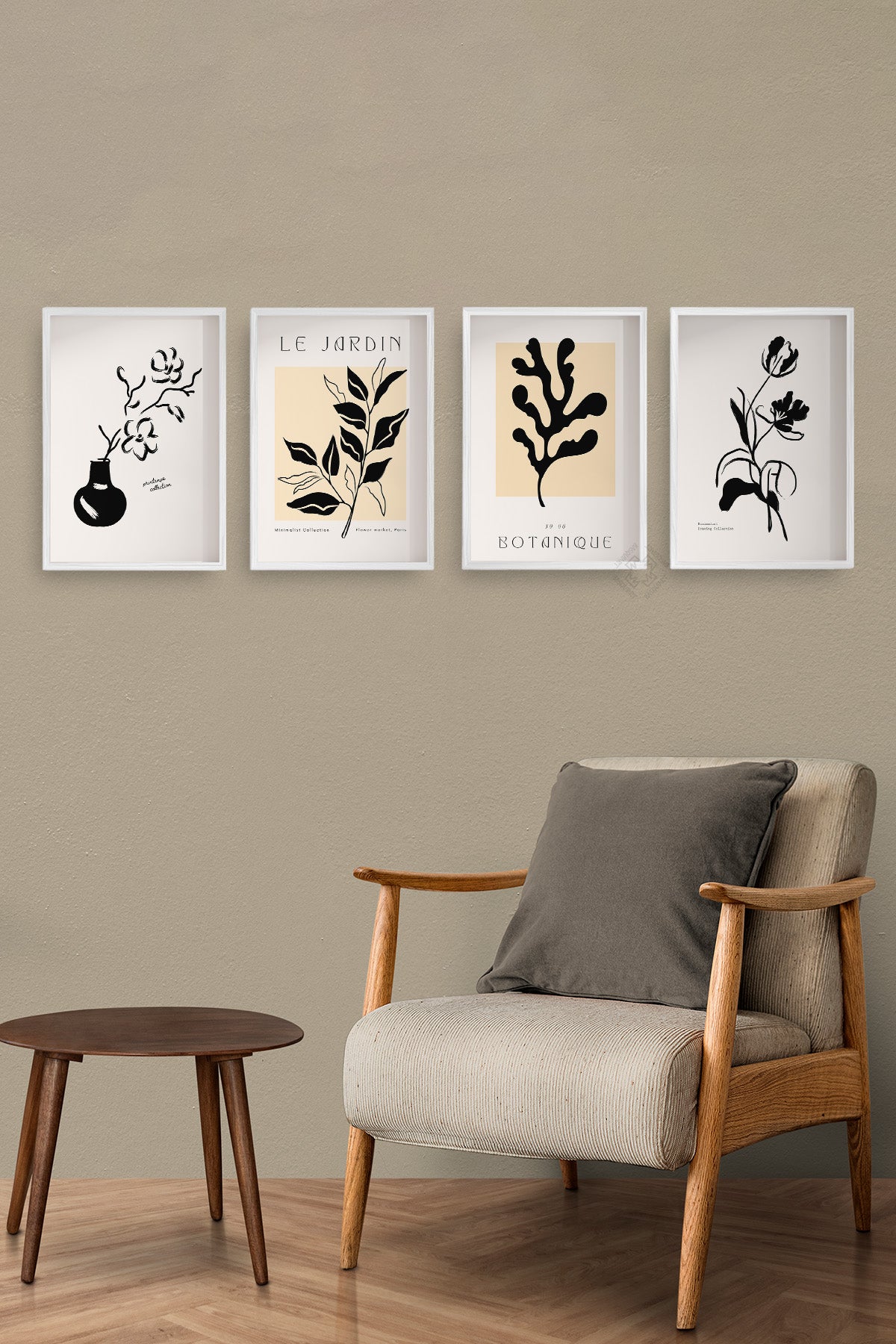Modern Minimal 4'lü Beyaz Çerçeveli Poster, Tablo Seti No:15