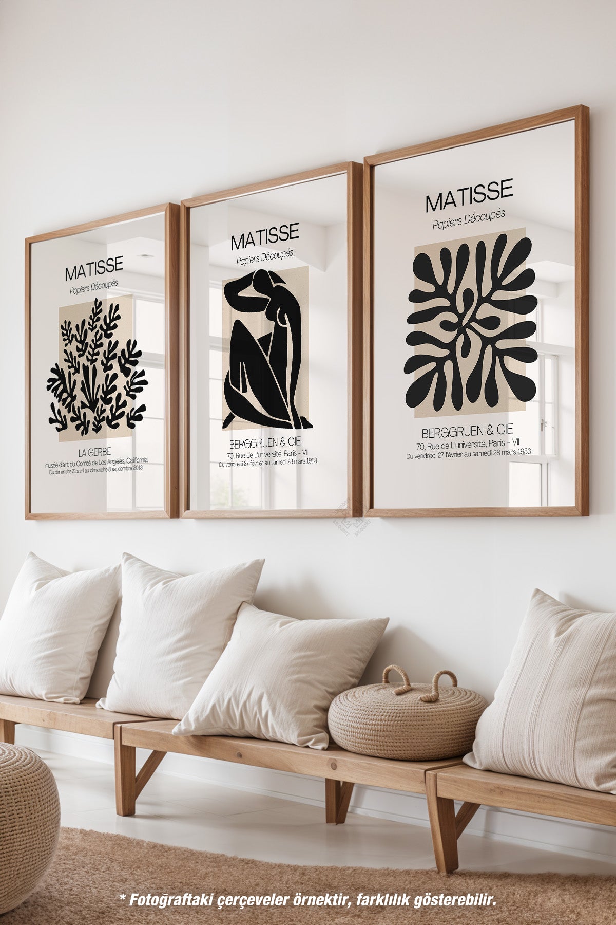 Bohem Matisse 3'lü Ahşap Çerçeveli Poster, Tablo Seti No:34