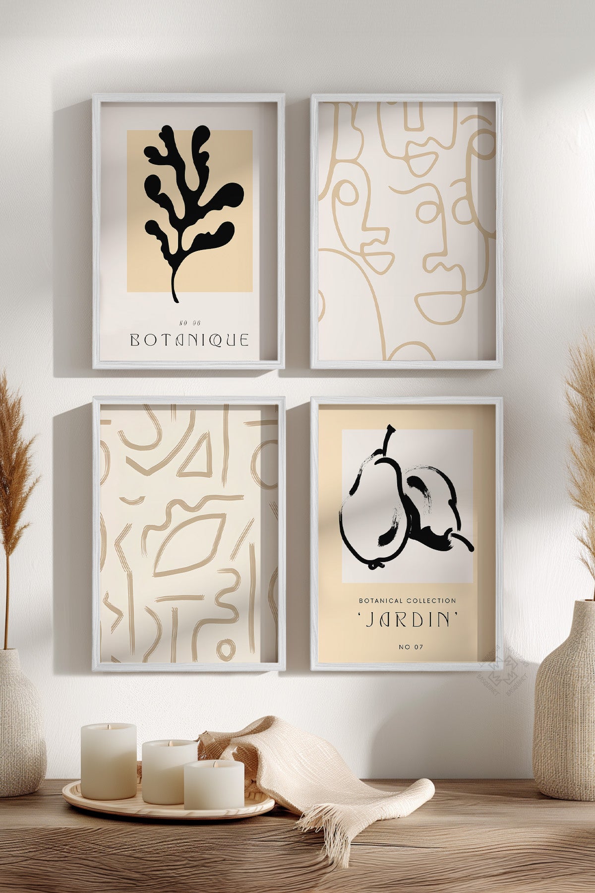 Bohemian 4'lü Beyaz Çerçeveli Poster, Tablo Seti No:1