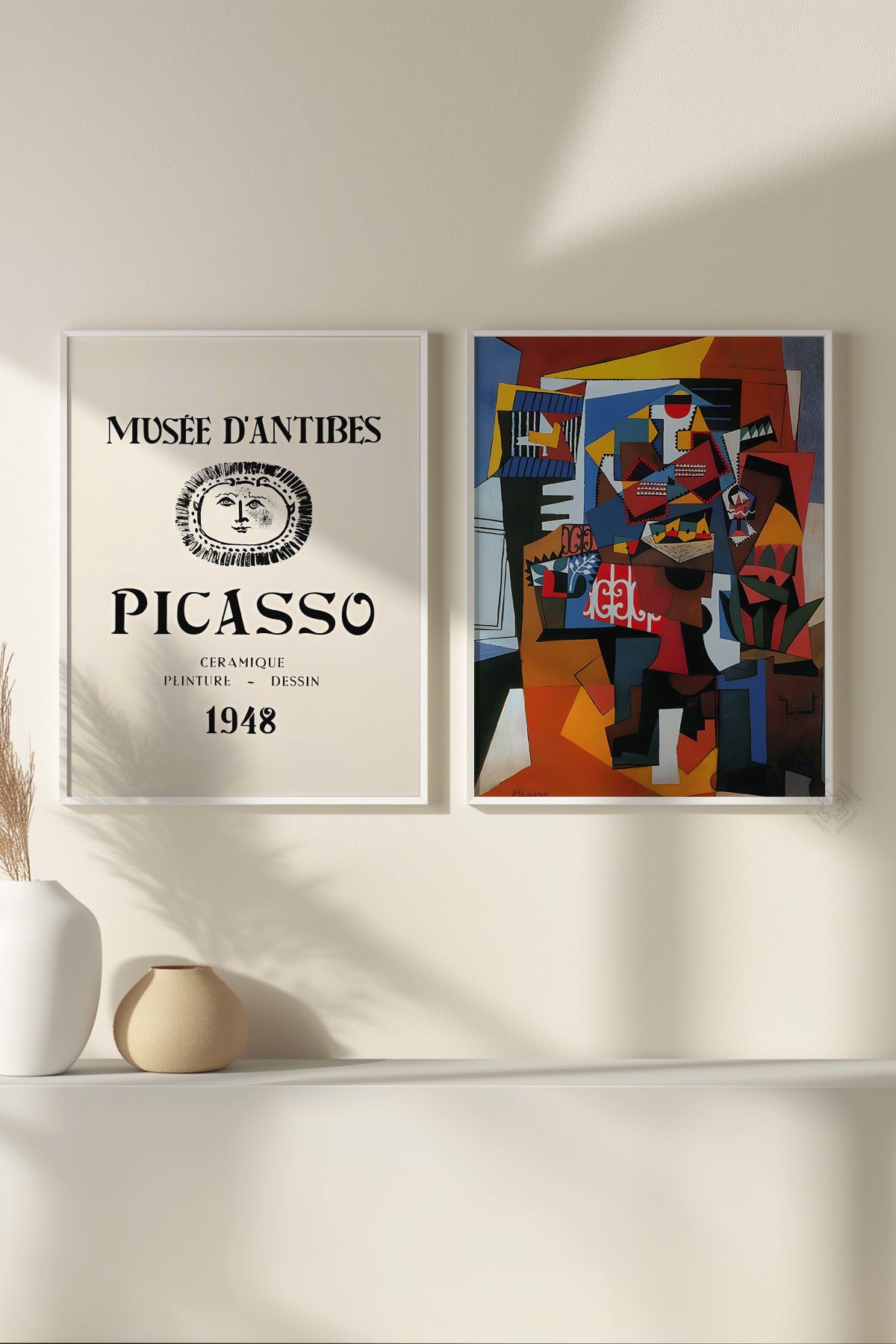 Picasso 2'li Beyaz Çerçeveli Poster, Sanatsal Tablo Seti No:11