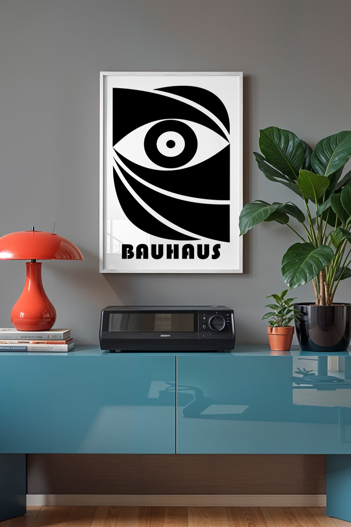 Bauhaus Serisi Beyaz Çerçeveli Poster, Tablo No:61