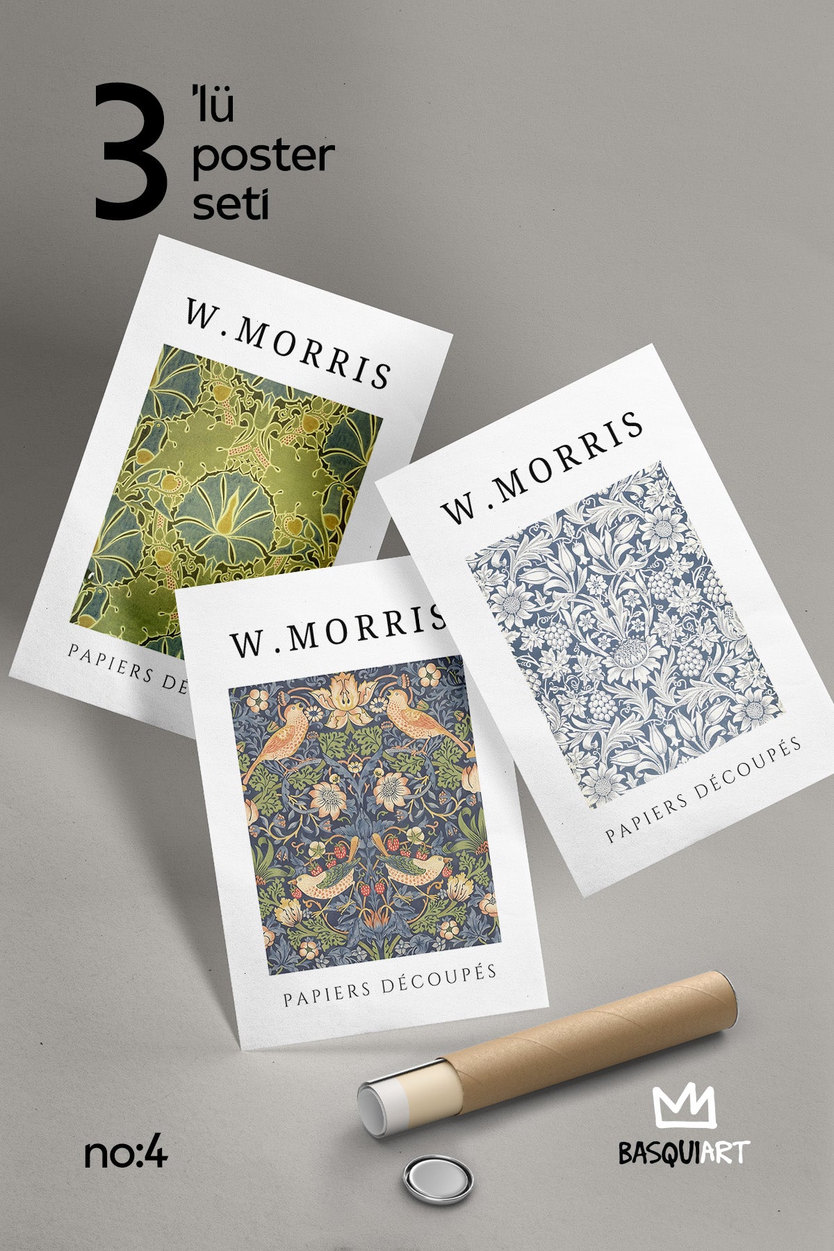 W Morris 3'lü Poster Seti, Duvar Dekoru No:4