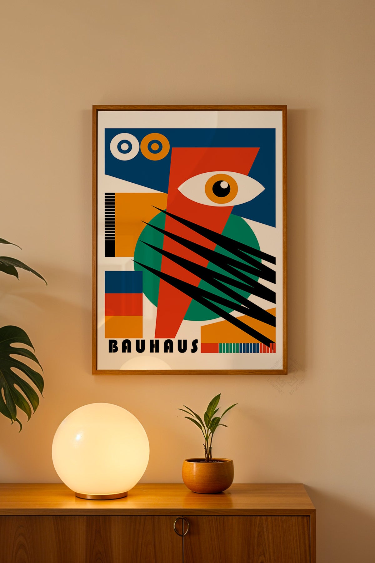 Bauhaus Serisi Ahşap Çerçeveli Poster, Tablo No:1