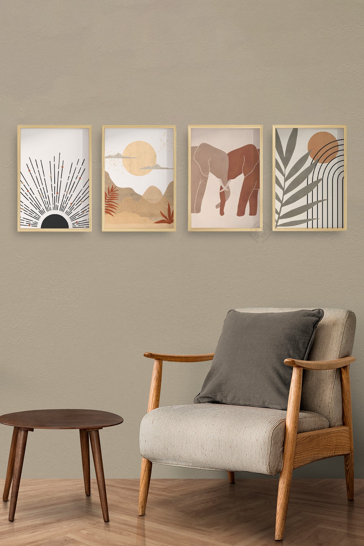 Bohemian 4'lü Ahşap Çerçeveli Poster, Tablo Seti No:18