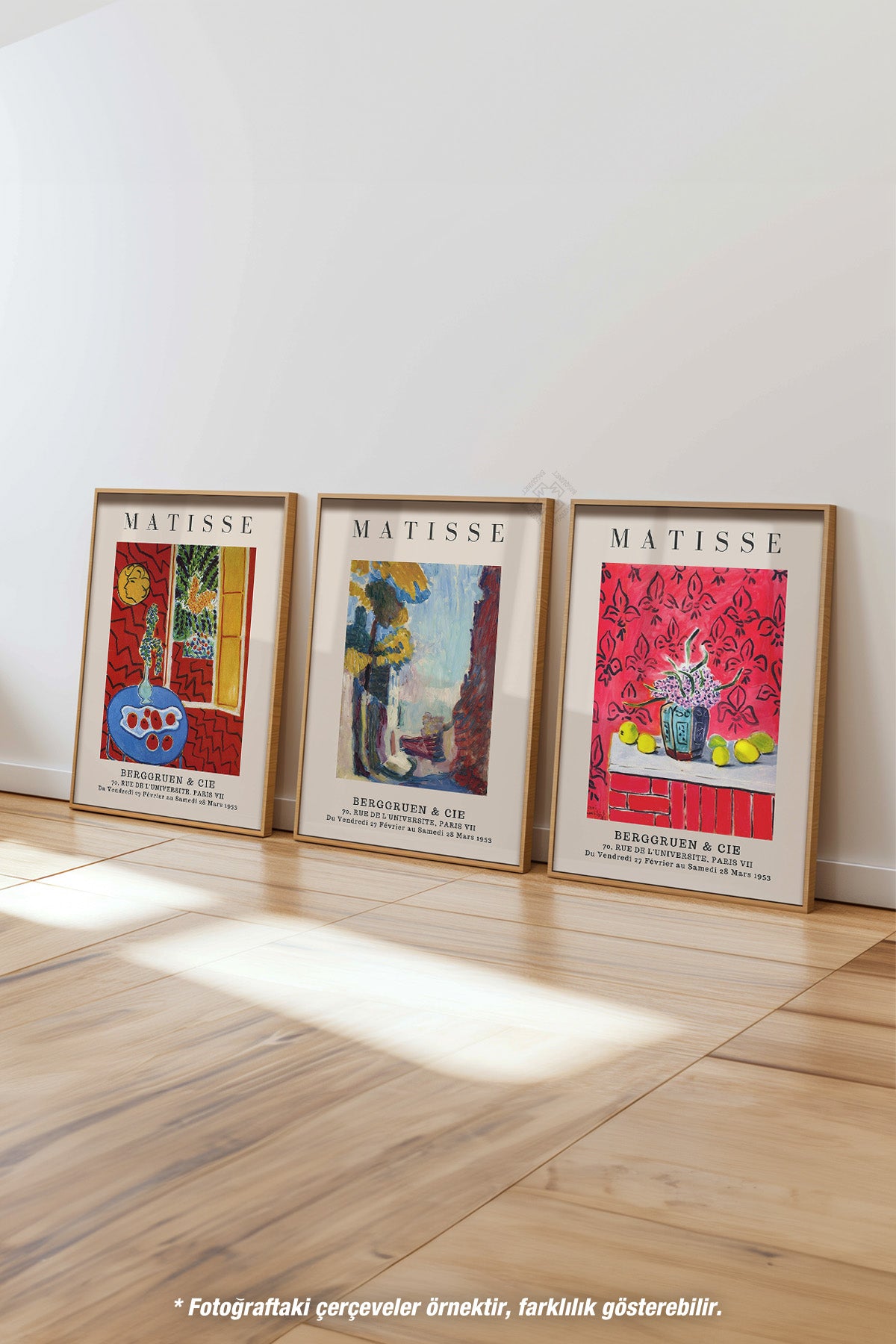 Matisse Dekoratif 3'lü Ahşap Çerçeveli Poster, Tablo Seti No:15