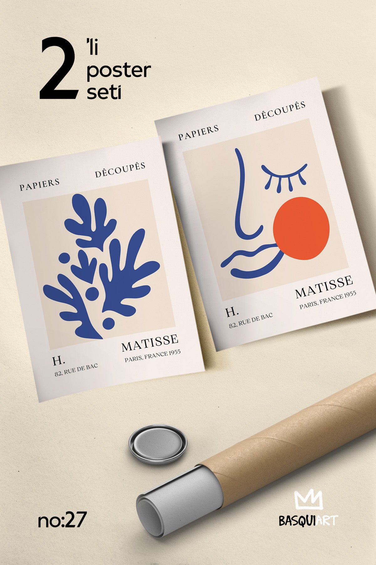 Mavi Matisse 2'li Poster Seti, Duvar Dekoru No:27