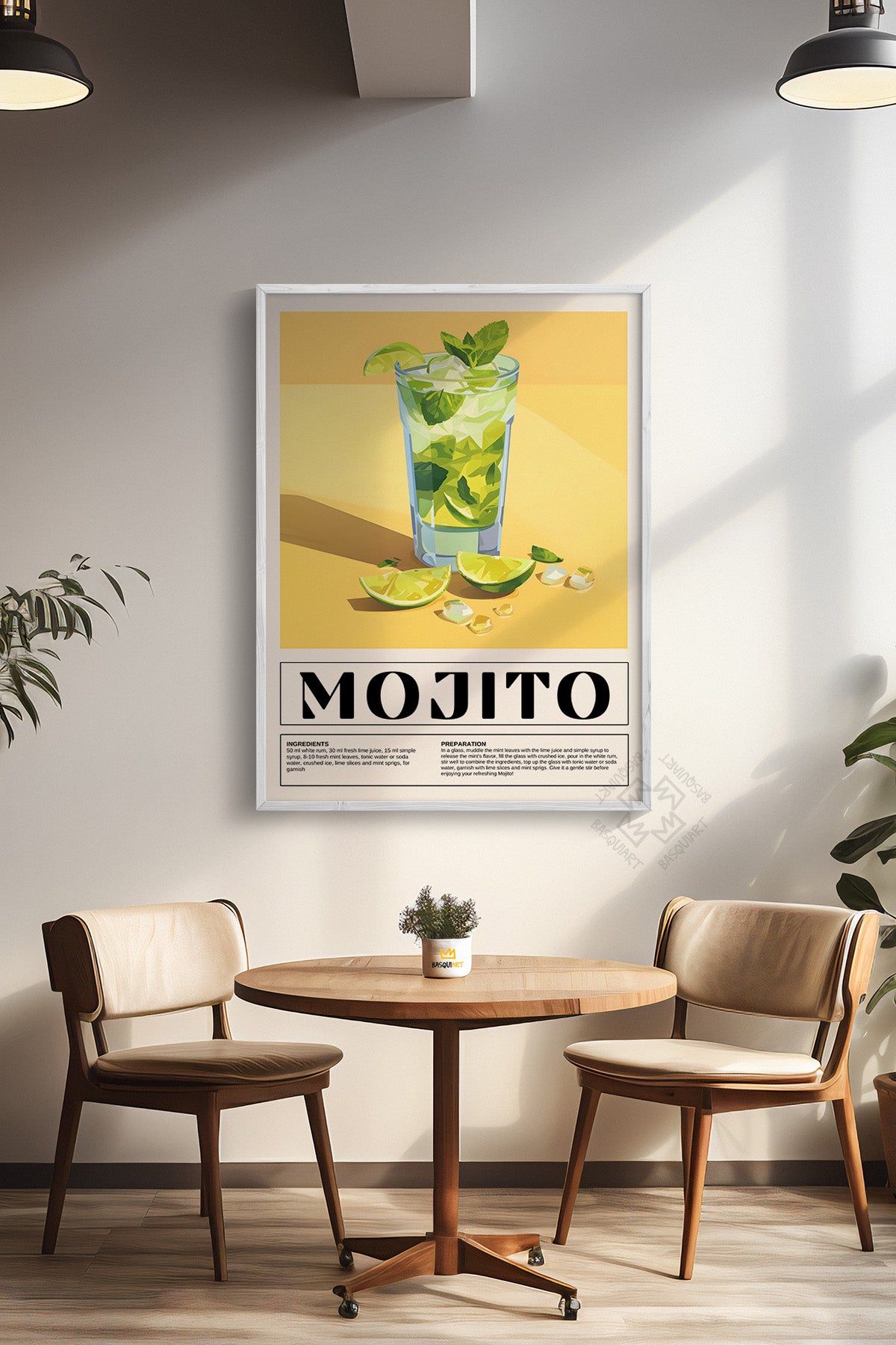 Kokteyl Serisi Beyaz Çerçeveli Poster, Tablo, Cafe, Restoran, Mutfak Duvar Dekoru No:4