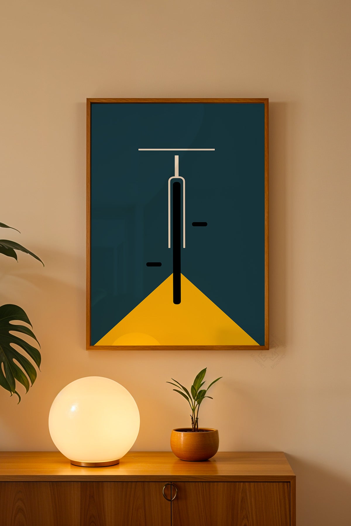 Bauhaus Serisi Ahşap Çerçeveli Poster, Tablo No:56