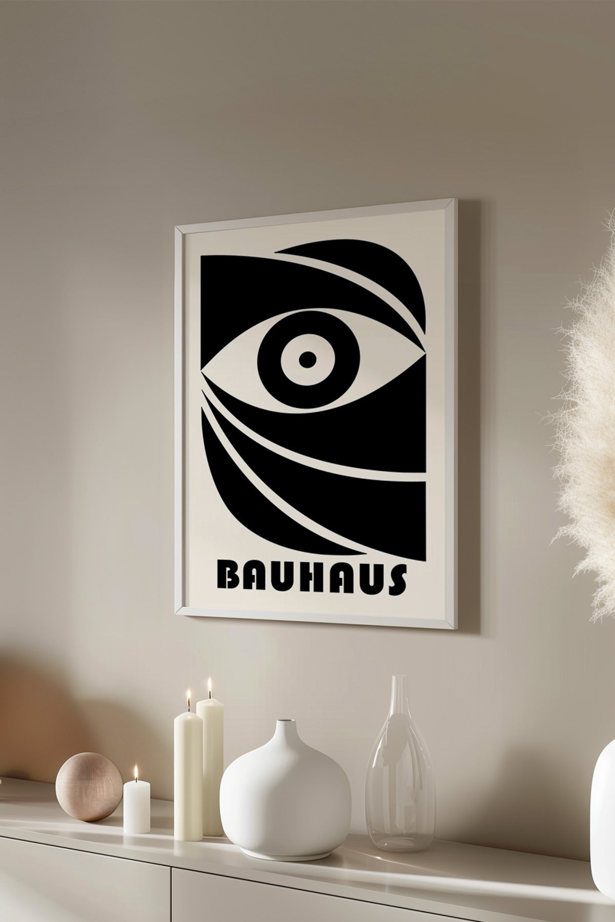Bauhaus Serisi Beyaz Çerçeveli Poster, Tablo No:60