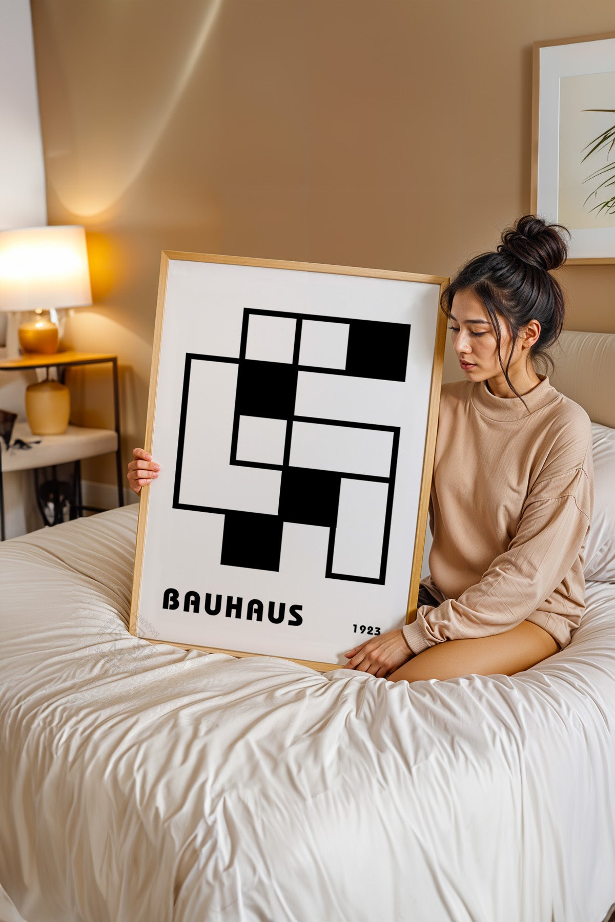 Bauhaus Serisi Ahşap Çerçeveli Poster, Tablo No:51