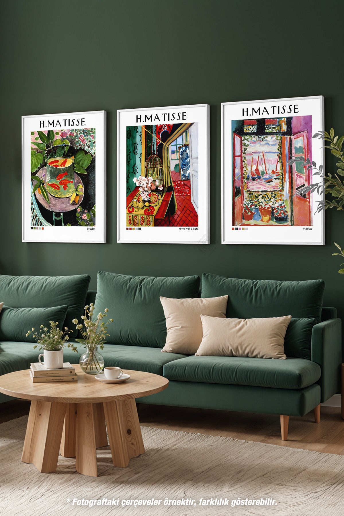 H Matisse 3'lü Beyaz Çerçeveli Poster, Tablo Seti No:38