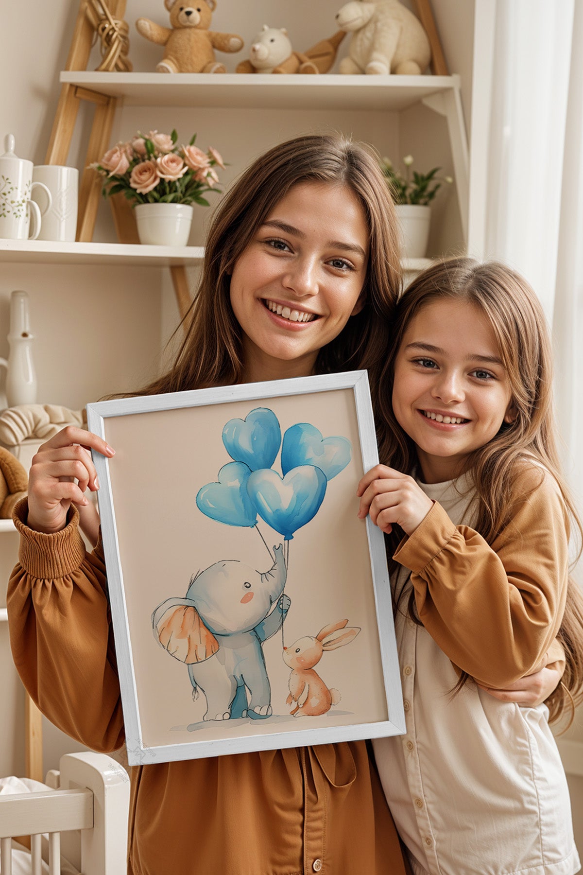Çocuk Odası, Bebek Odası Beyaz Çerçeveli Poster, Tablo No:74