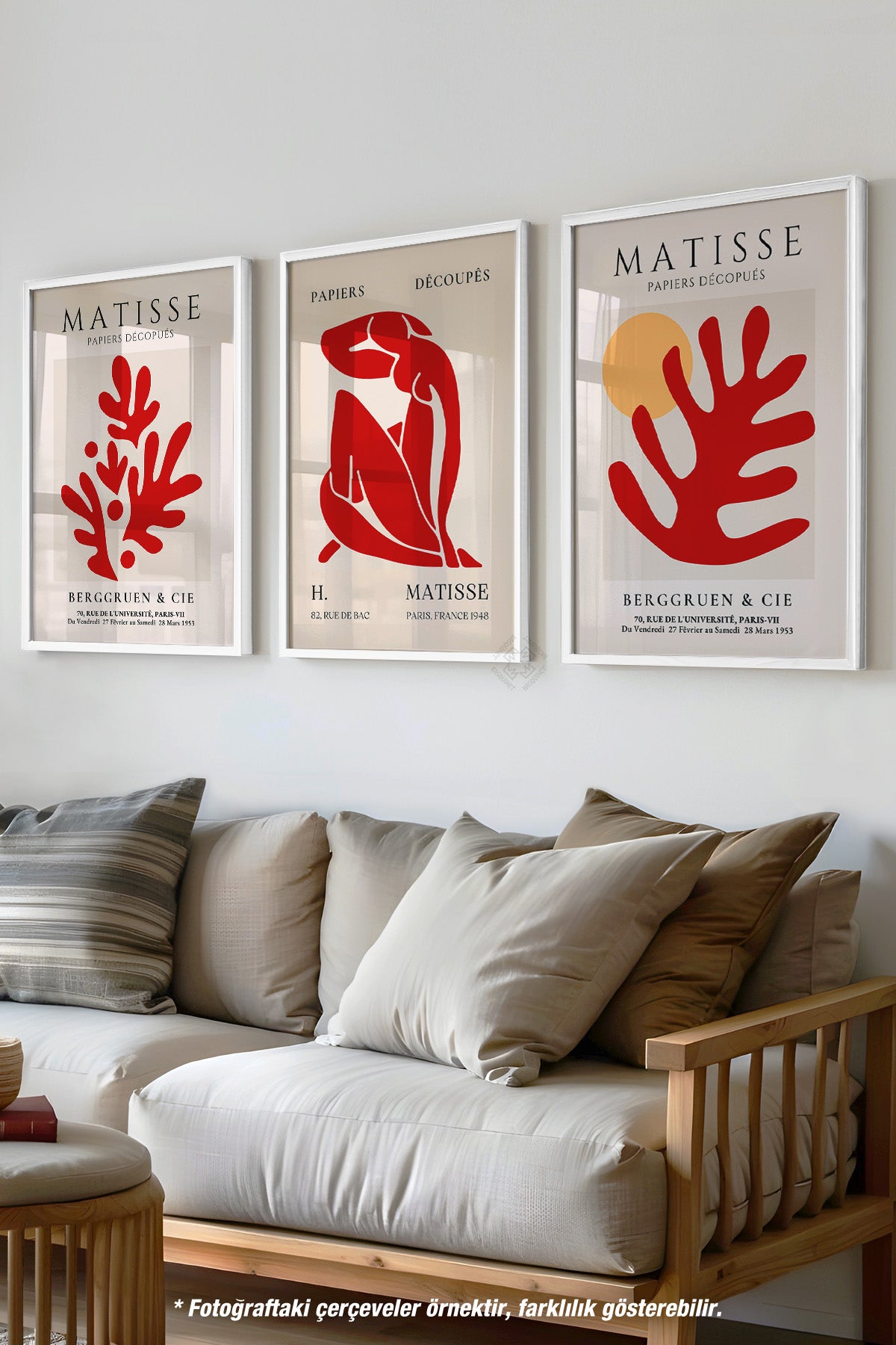 Matisse Vintage 3'lü Beyaz Çerçeveli Poster, Tablo Seti No:22