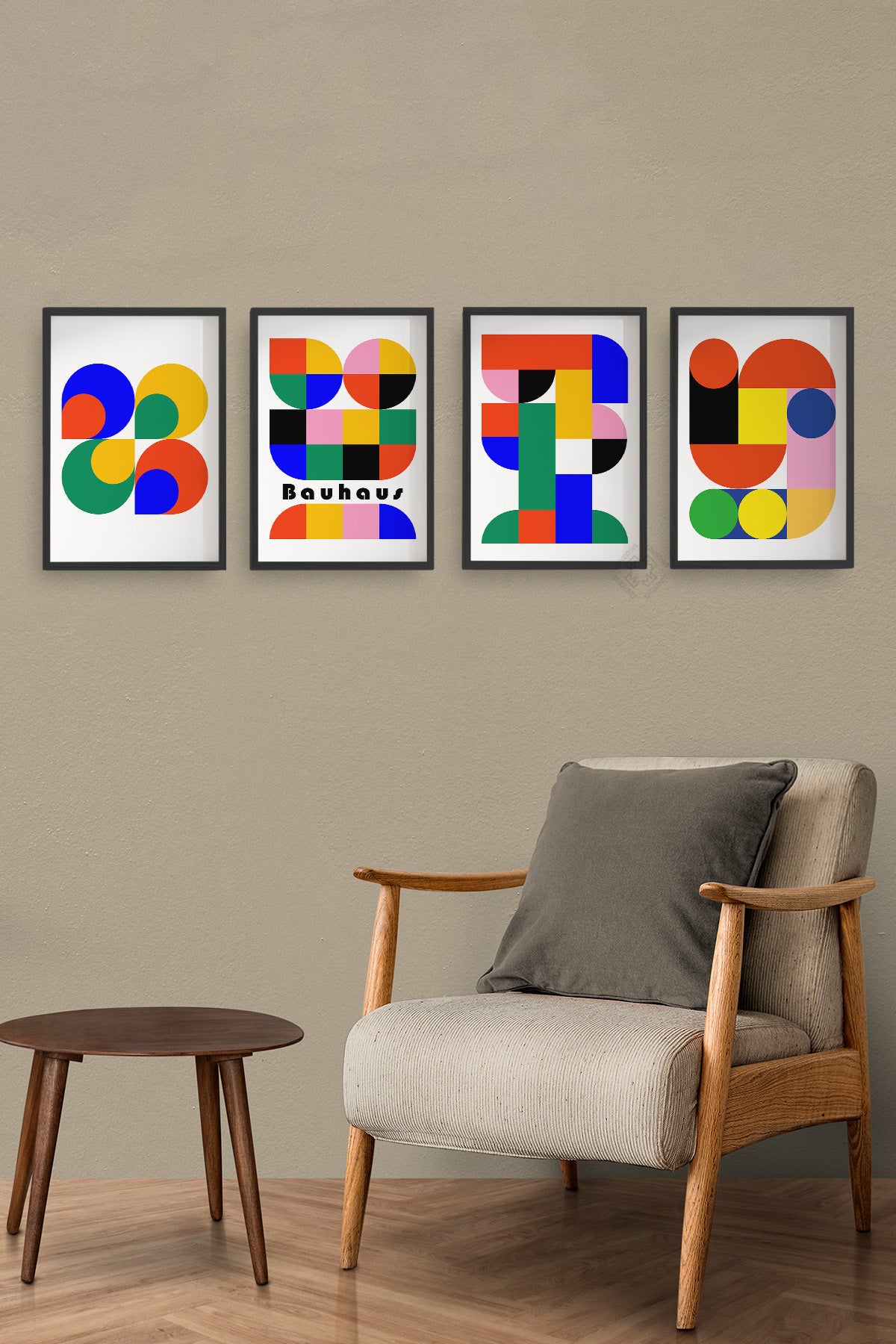 Bauhaus 4'lü Siyah Çerçeveli Poster, Tablo Seti No:22