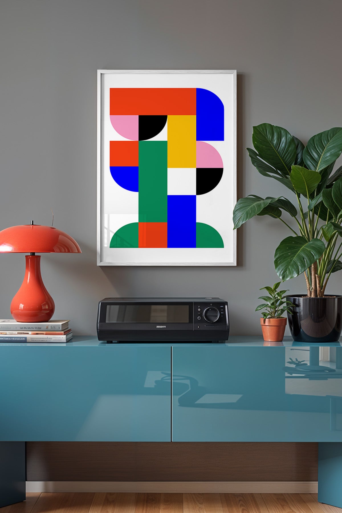 Bauhaus Serisi Beyaz Çerçeveli Poster, Tablo No:14