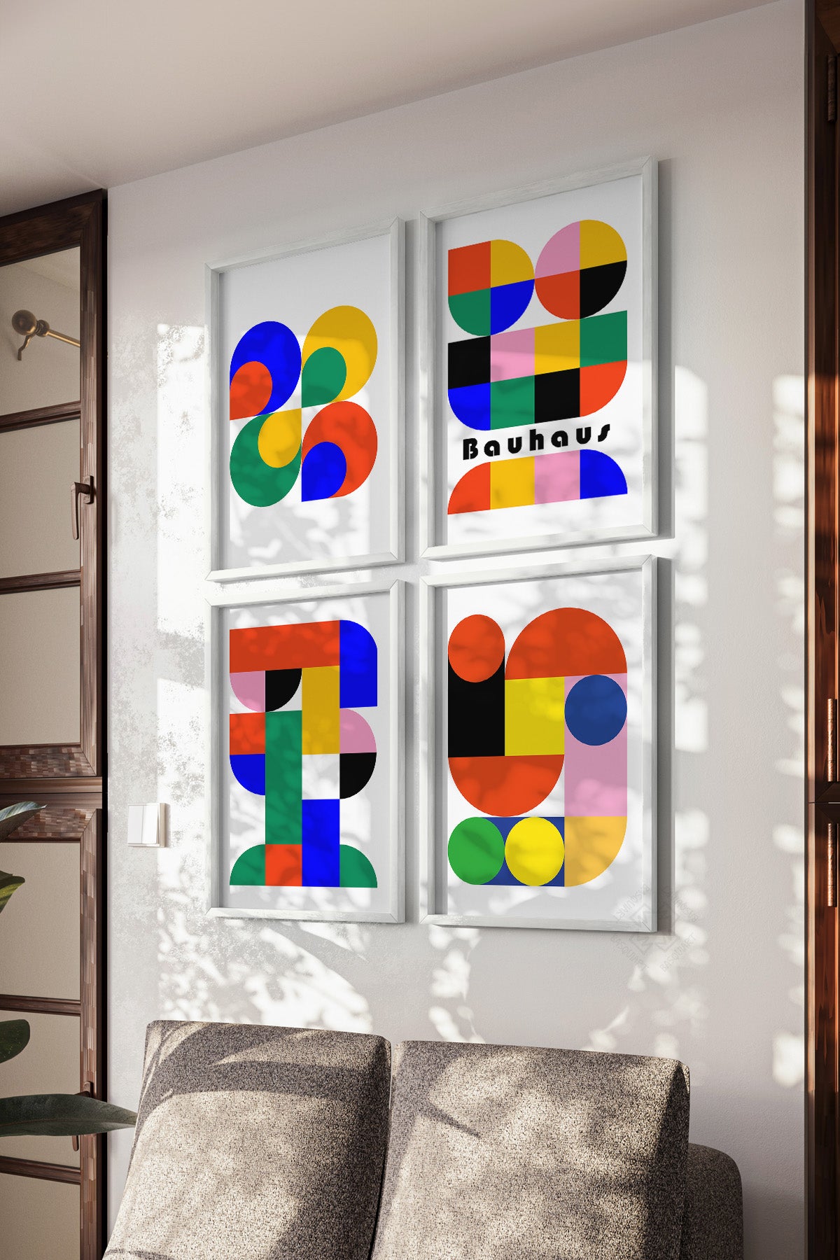 Bauhaus 4'lü Beyaz Çerçeveli Poster, Tablo Seti No:22