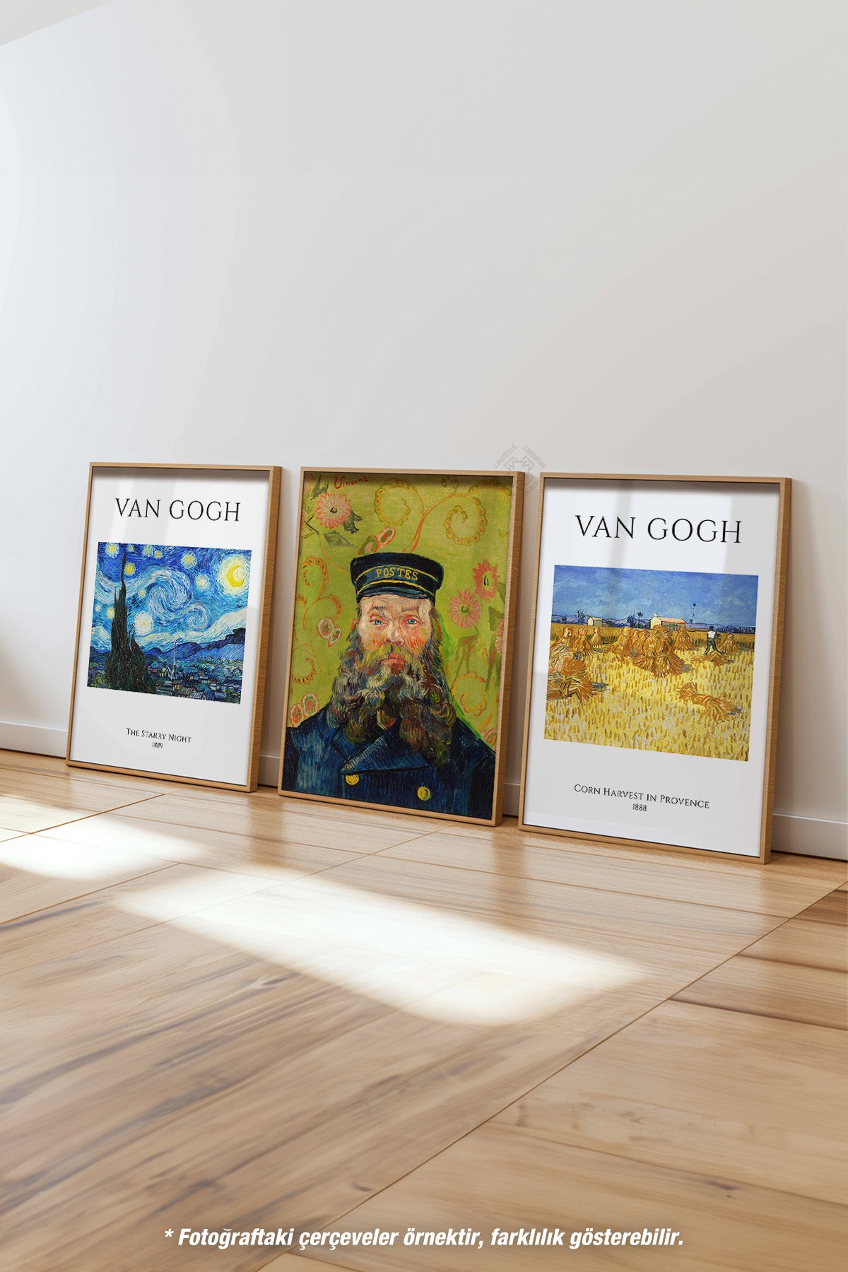 Van Gogh 3'lü Ahşap Çerçeveli Poster, Tablo Seti No:1