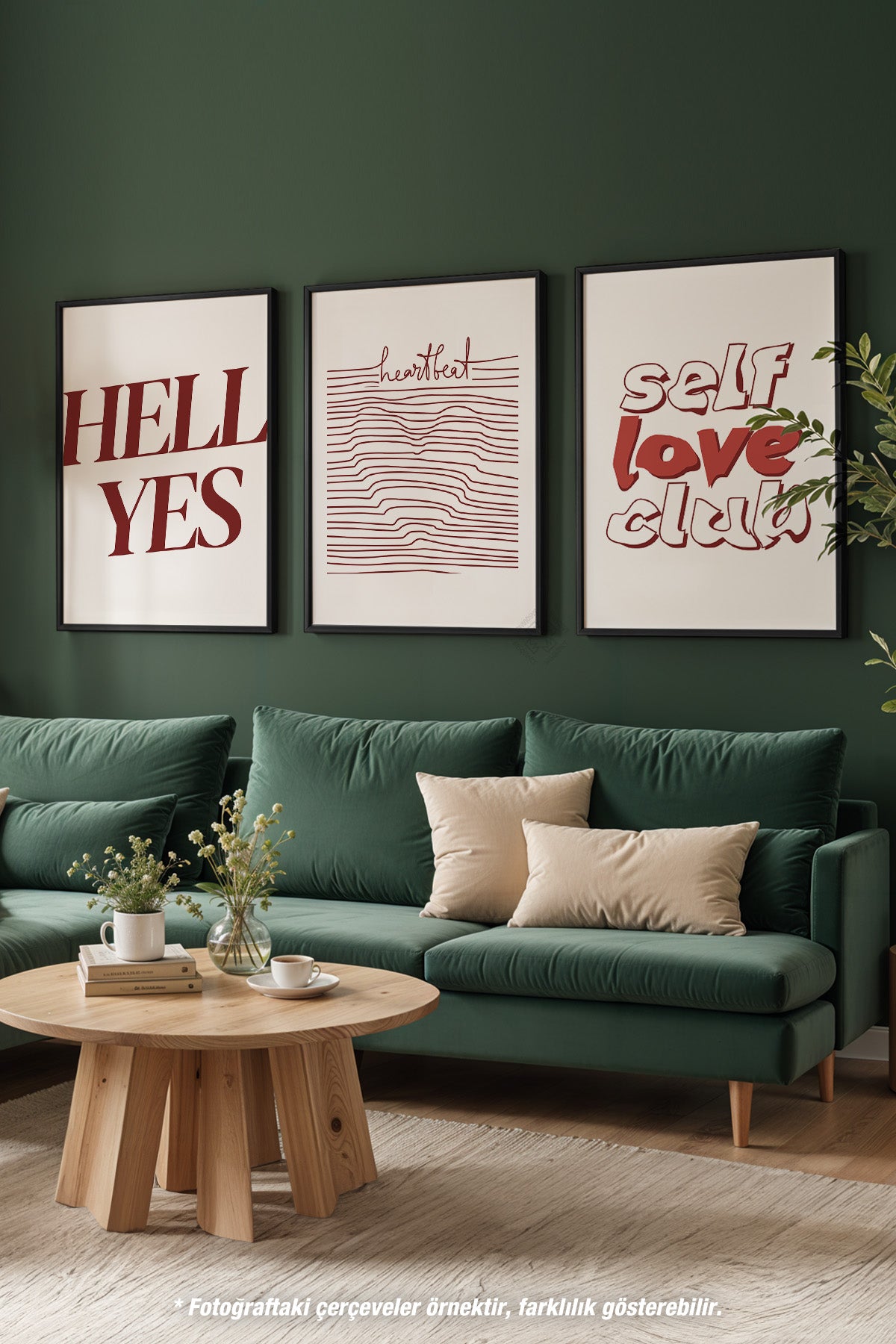 Modern Tipografi 3'lü Siyah Çerçeveli Poster, Tablo Seti No:26