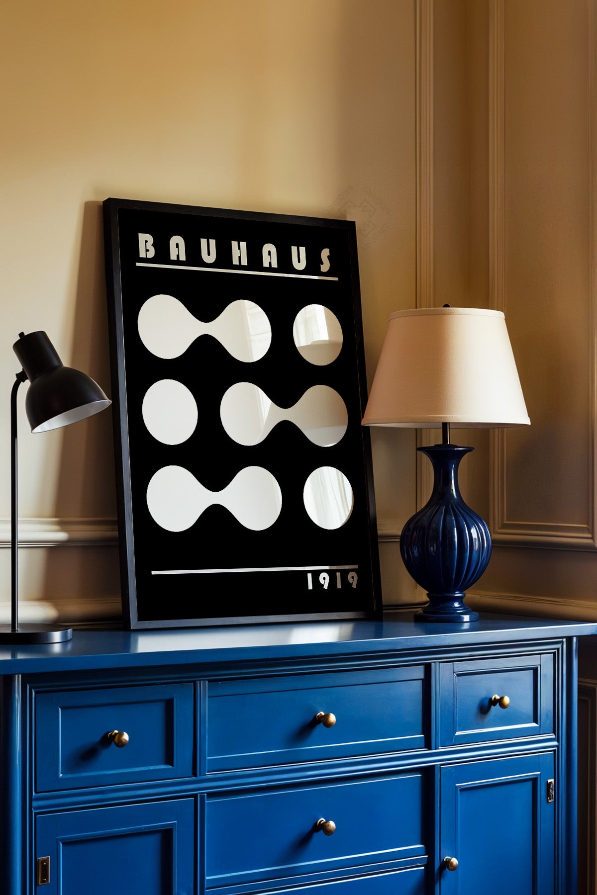 Bauhaus Serisi Siyah Çerçeveli Poster, Tablo No:52