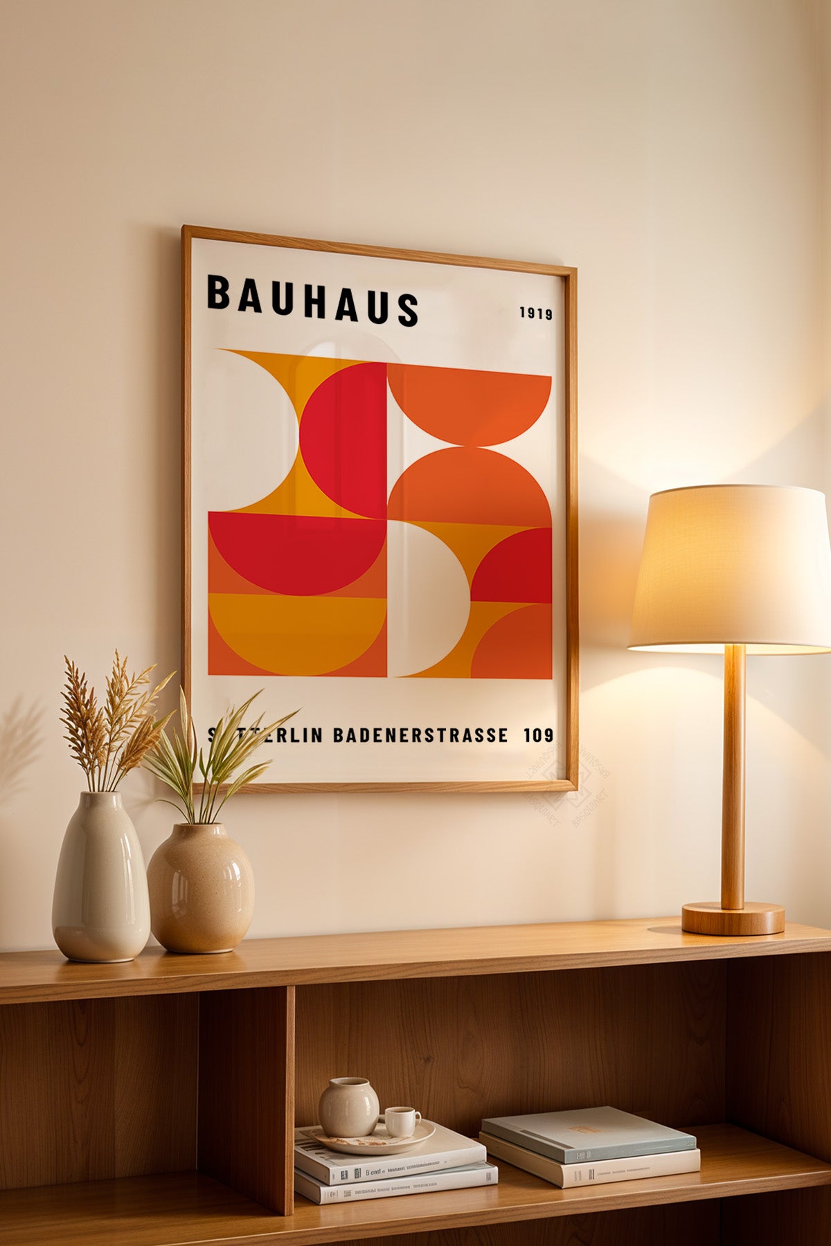 Bauhaus Serisi Ahşap Çerçeveli Poster, Tablo No:91