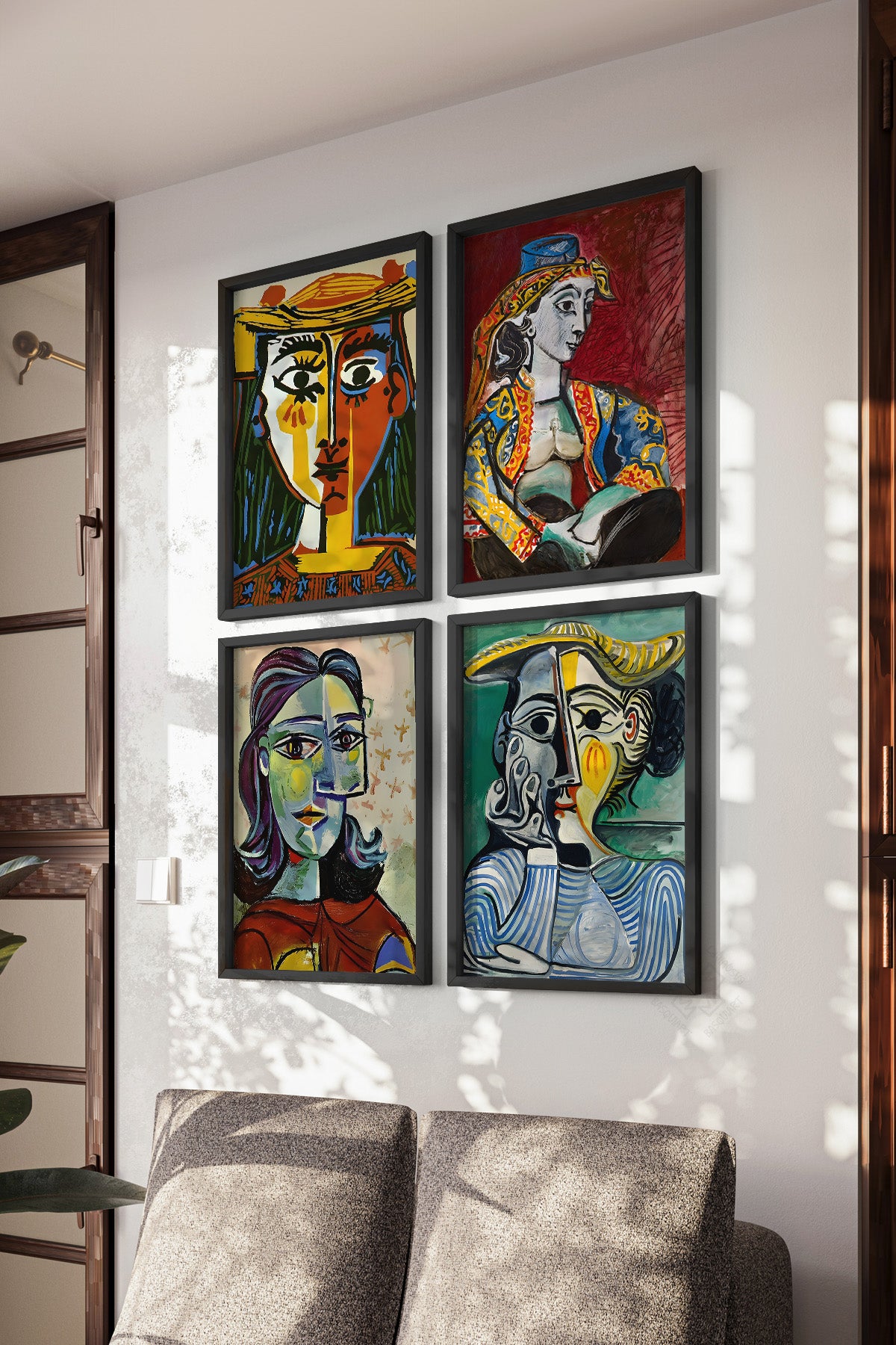 Picasso Sanatsal 4'lü Siyah Çerçeveli Poster, Tablo Seti No:38
